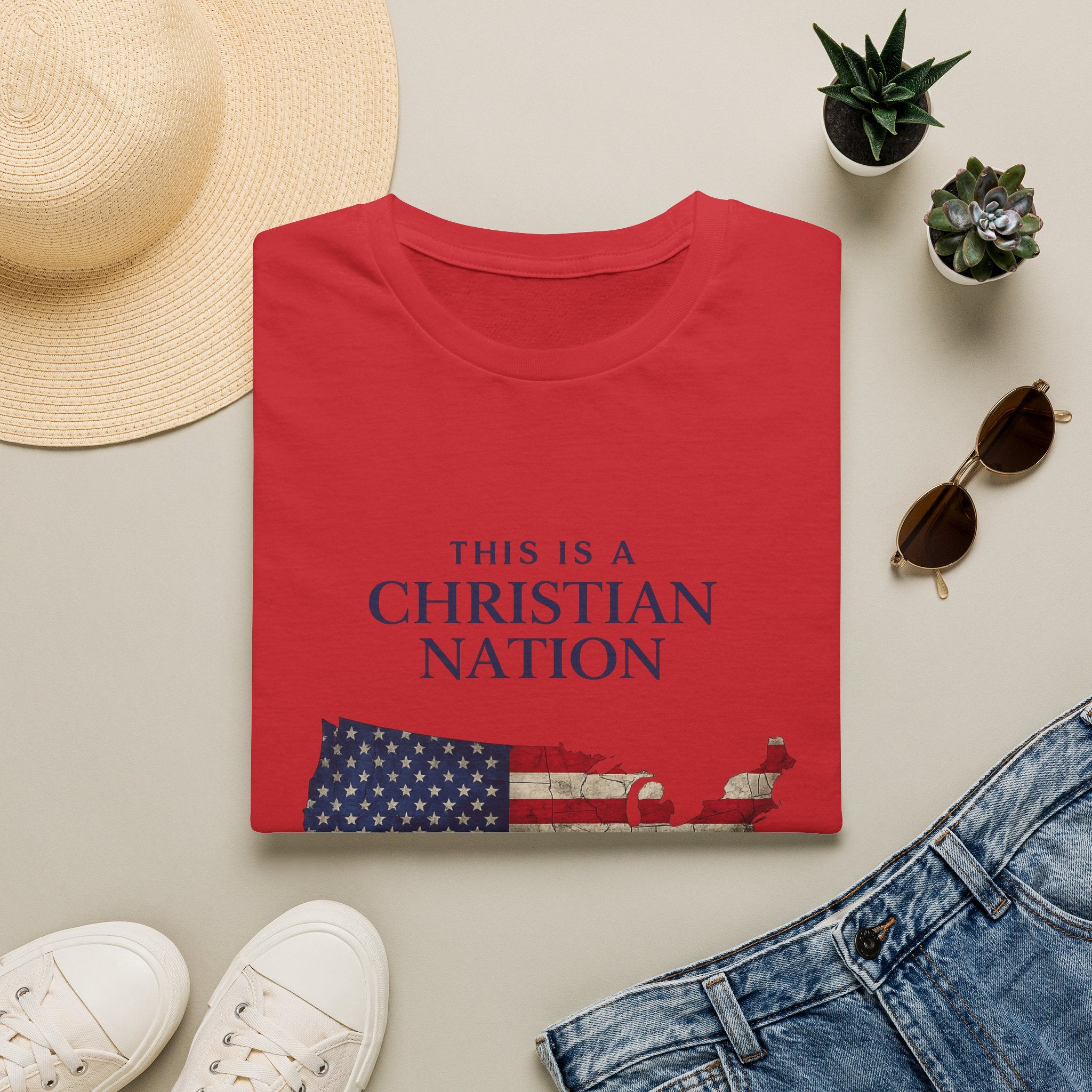 Christian Nation T-Shirt — America Flag Map Graphic