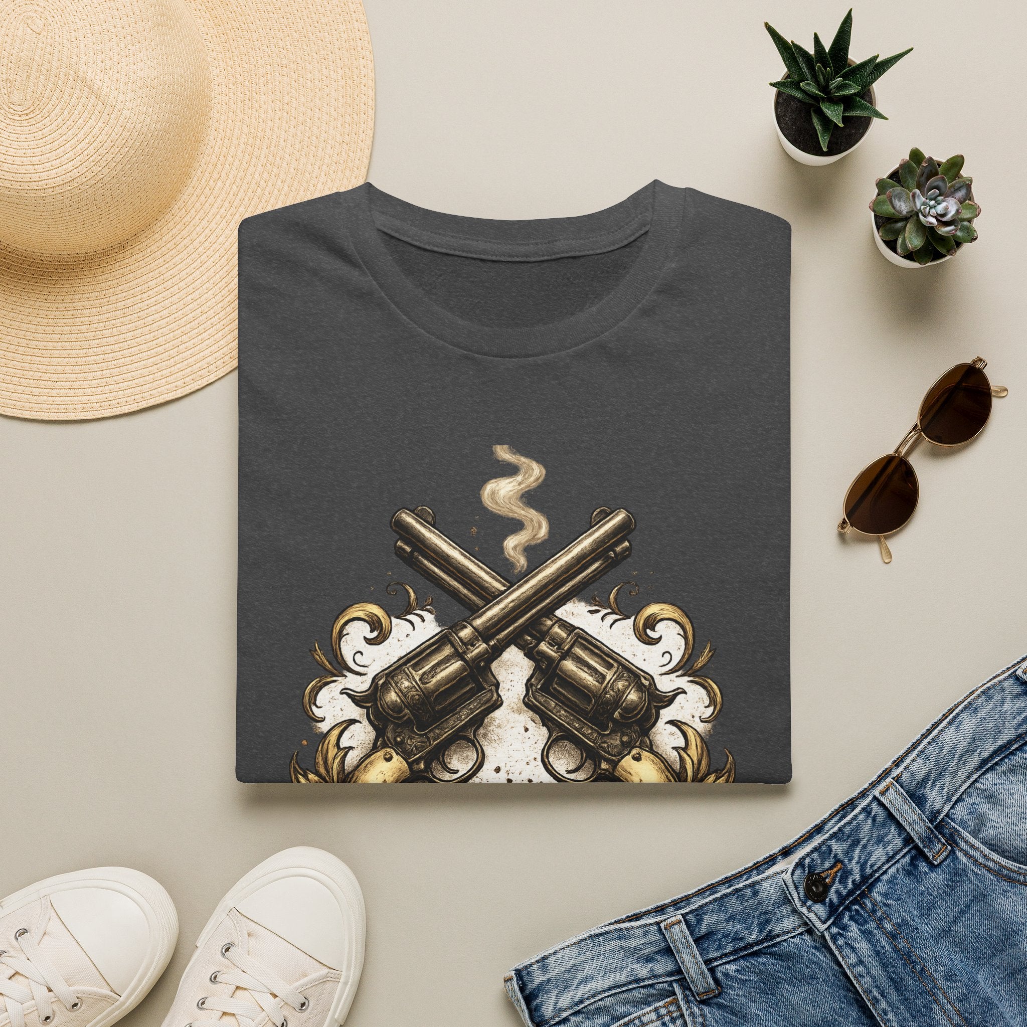 Western Revolver T‑Shirt — "Say When" Vintage Gun Graphic