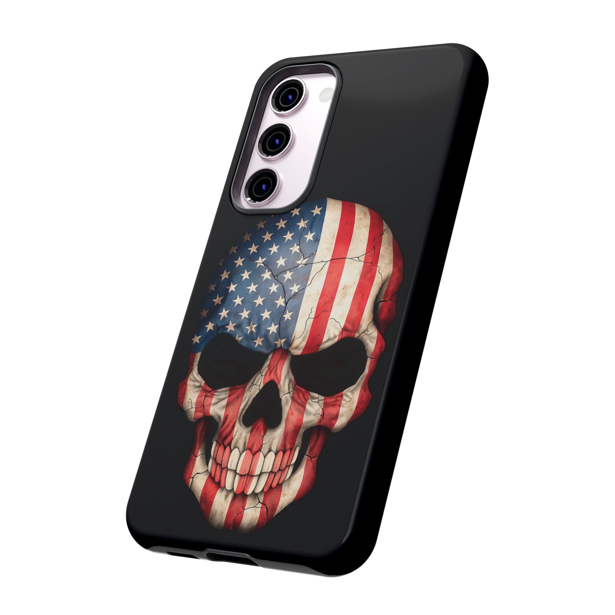 American Flag Skull Phone Case - Patriotic Tough Protective Cover