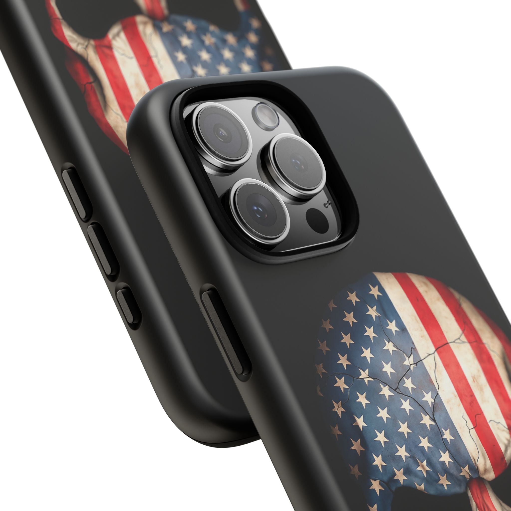 American Flag Skull Phone Case - Patriotic Tough Protective Cover