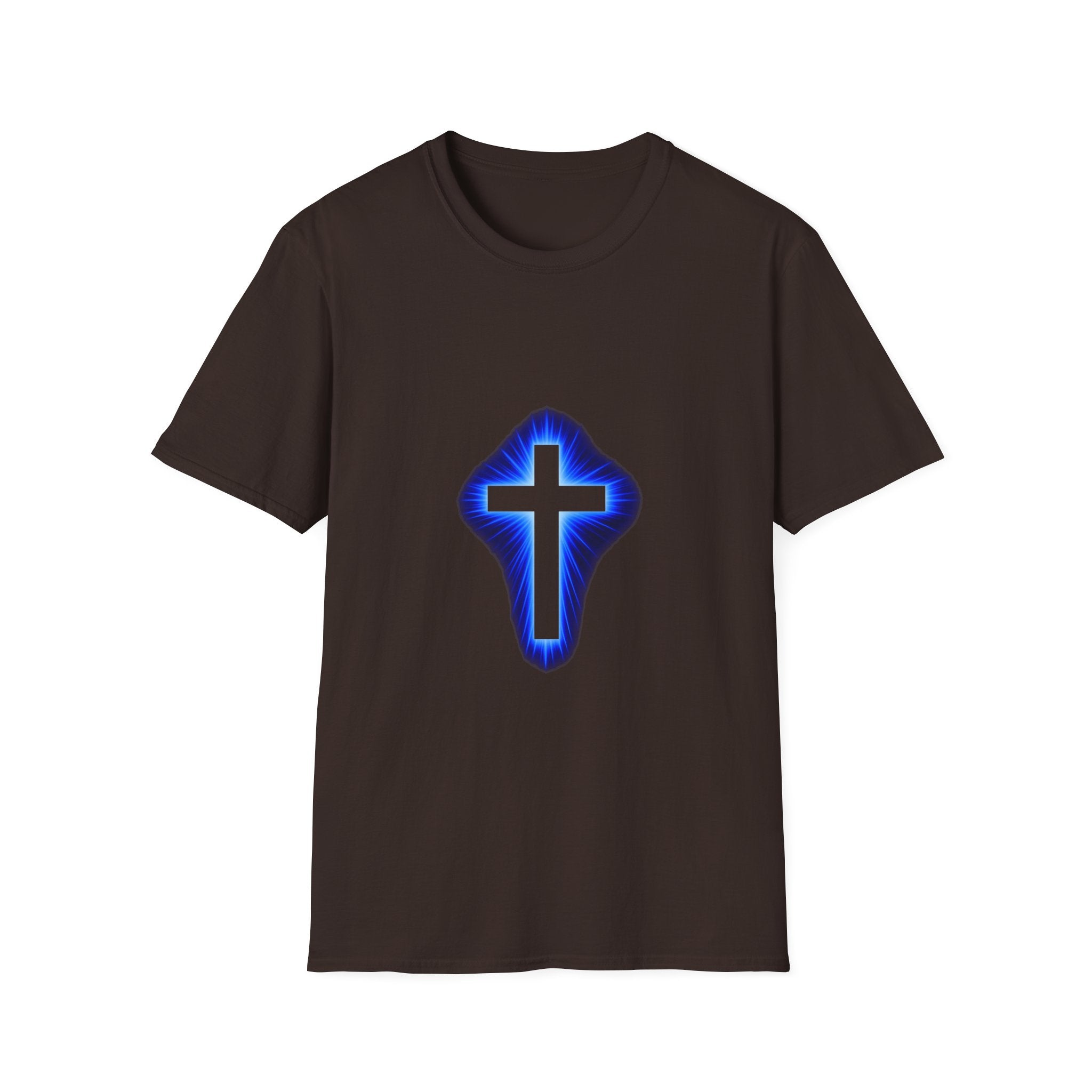 Blue Glowing Cross T‑Shirt — Christian Faith Graphic Tee