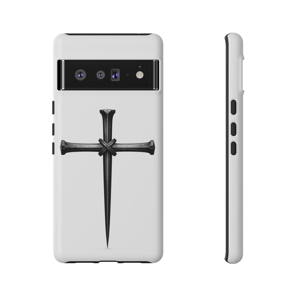 Nail Cross Tough Phone Case – Minimal Gothic Christian Armor for Samsung & iPhone