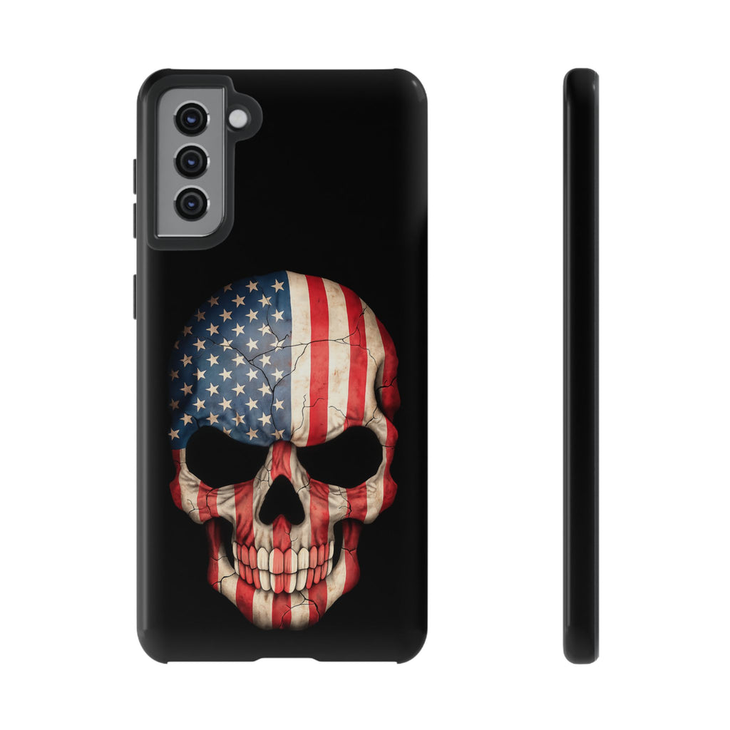 American Flag Skull Phone Case - Patriotic Tough Protective Cover