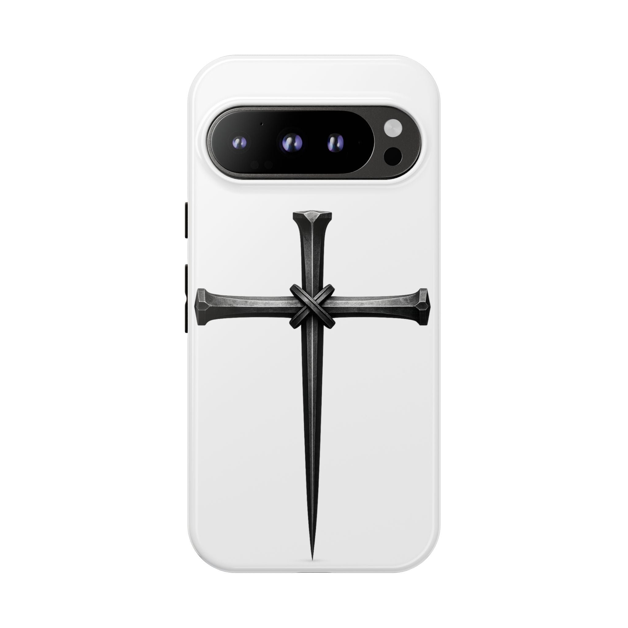Nail Cross Tough Phone Case – Minimal Gothic Christian Armor for Samsung & iPhone