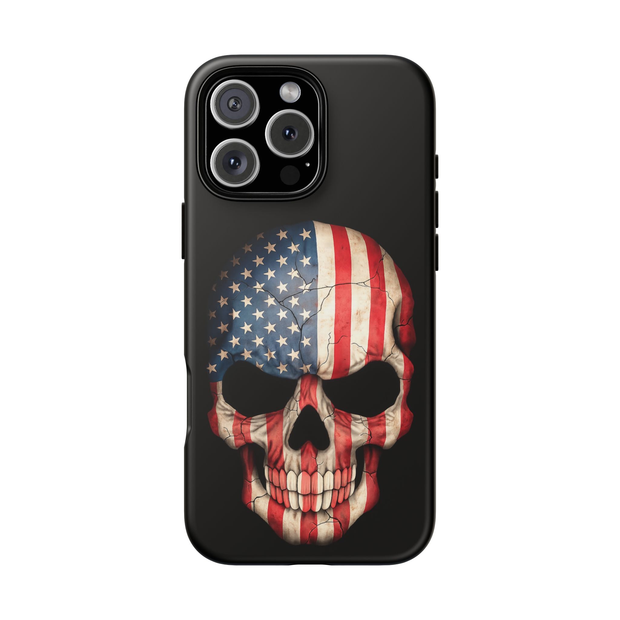 American Flag Skull Phone Case - Patriotic Tough Protective Cover