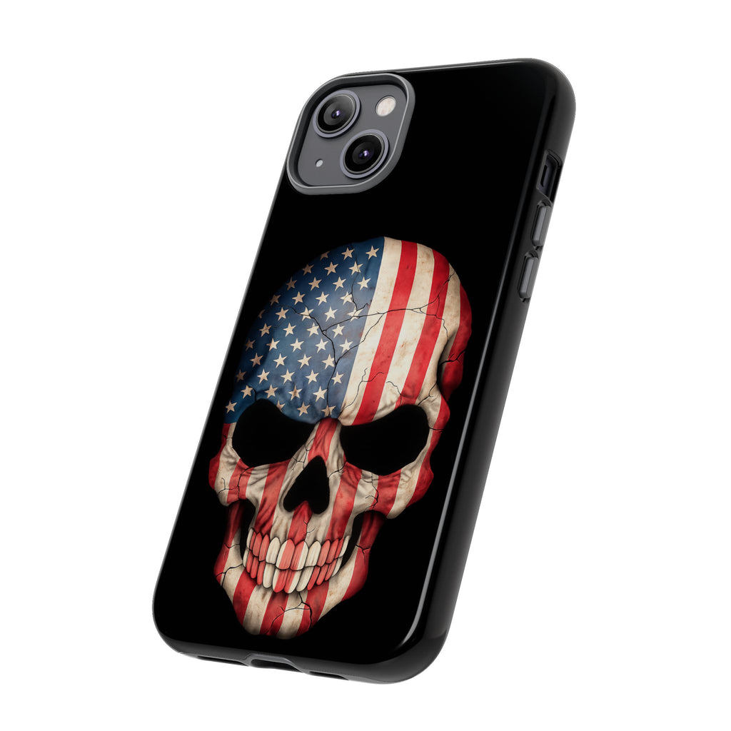 American Flag Skull Phone Case - Patriotic Tough Protective Cover