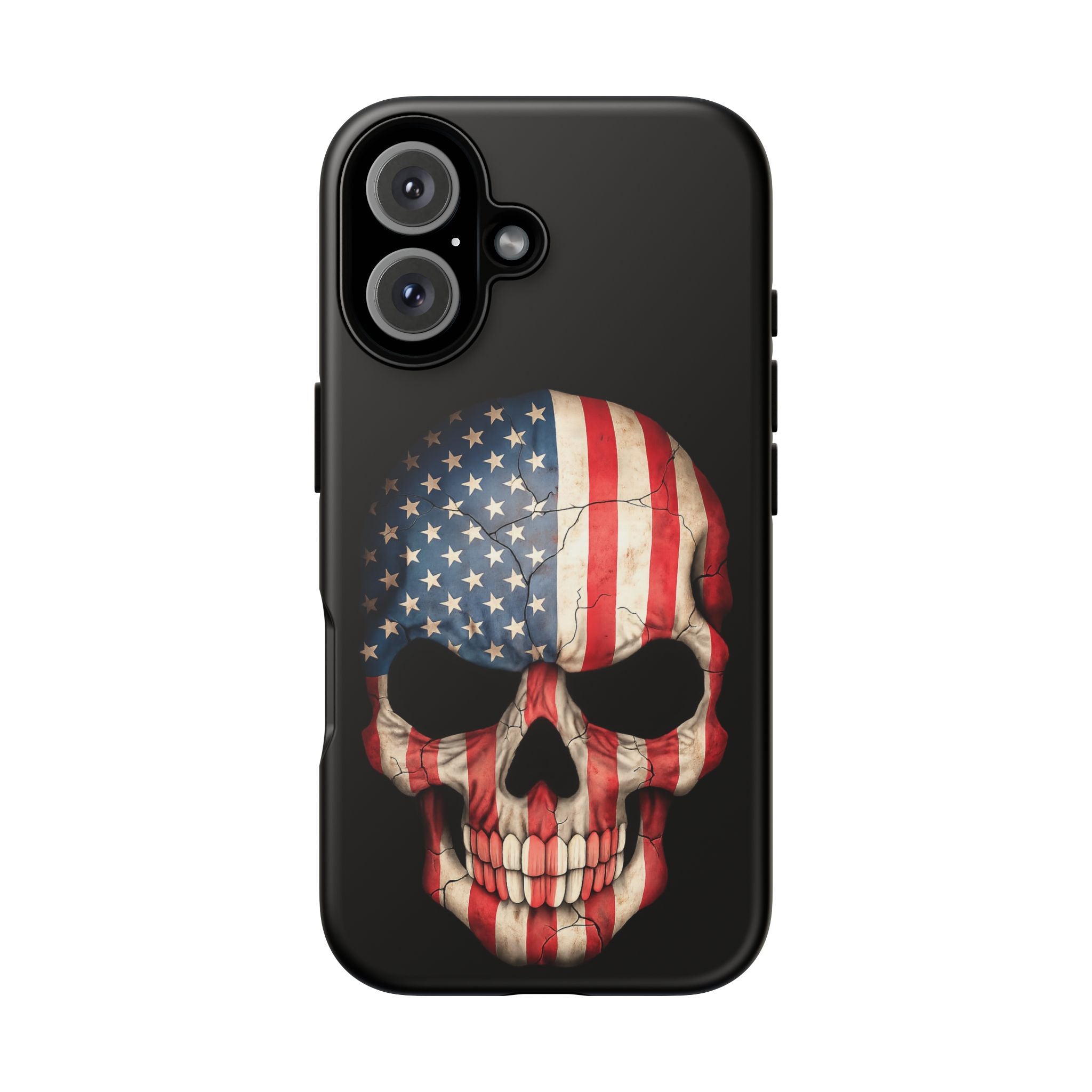 American Flag Skull Phone Case - Patriotic Tough Protective Cover