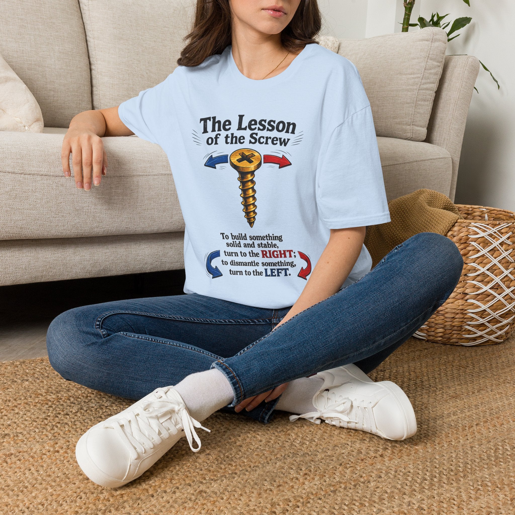 T-Shirt — “The Lesson of the Screw” Funny Instructional Graphic Tee
