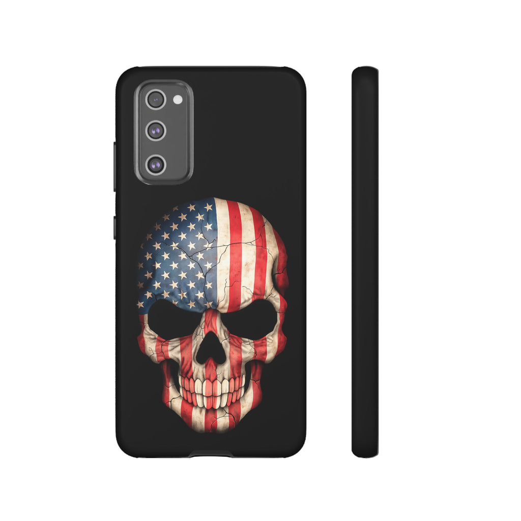 American Flag Skull Phone Case - Patriotic Tough Protective Cover