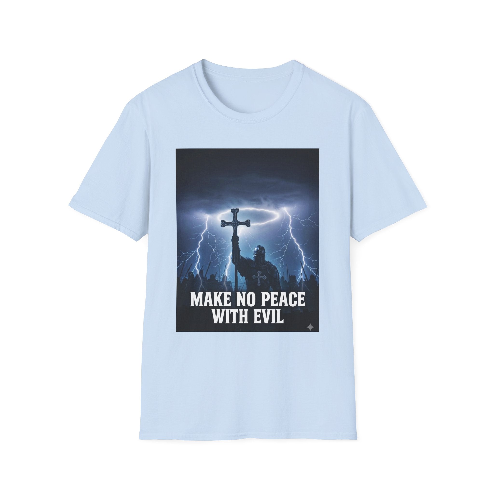 Make No Peace With Evil T-Shirt – Lightning Cross Christian Faith Tee