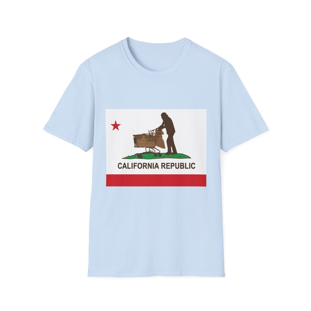 California Republic Grocery Cart T-Shirt — Funny State Flag Design