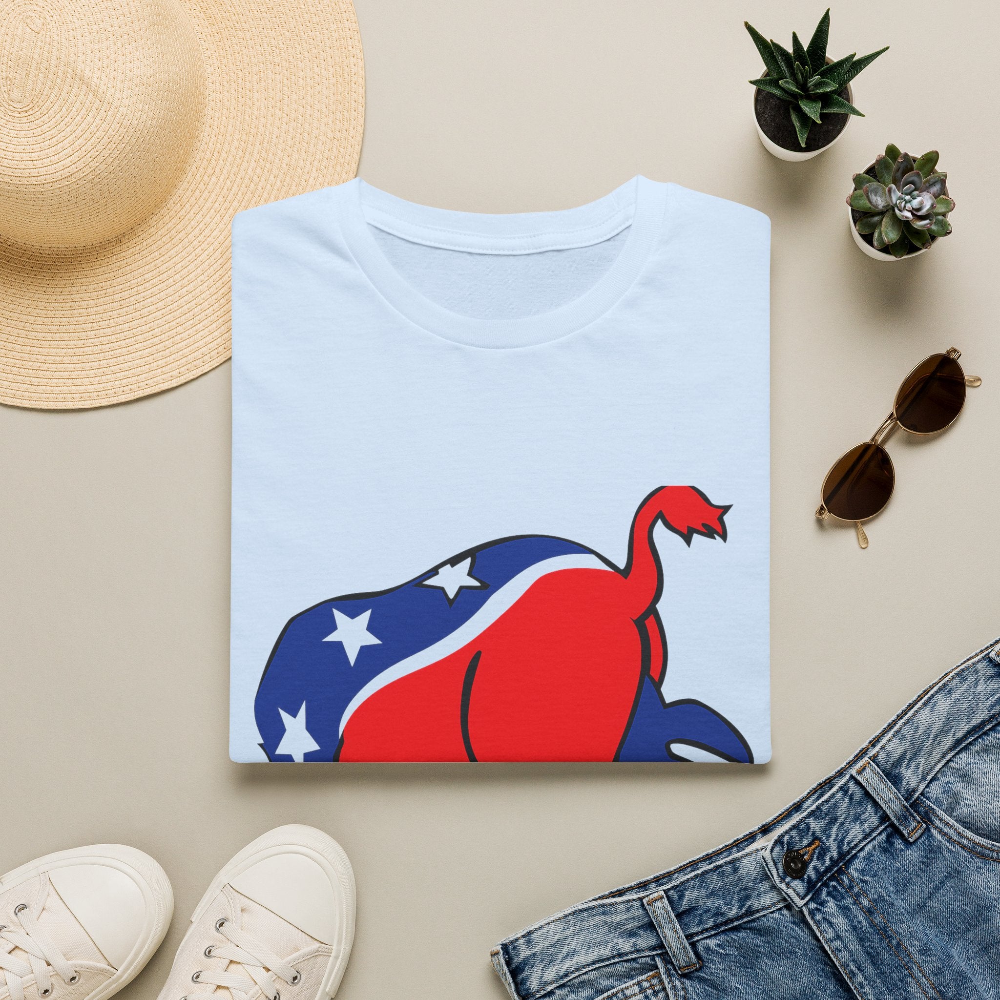 Elephant Political Graphic T-Shirt — Patriotic Red, White & Blue Design