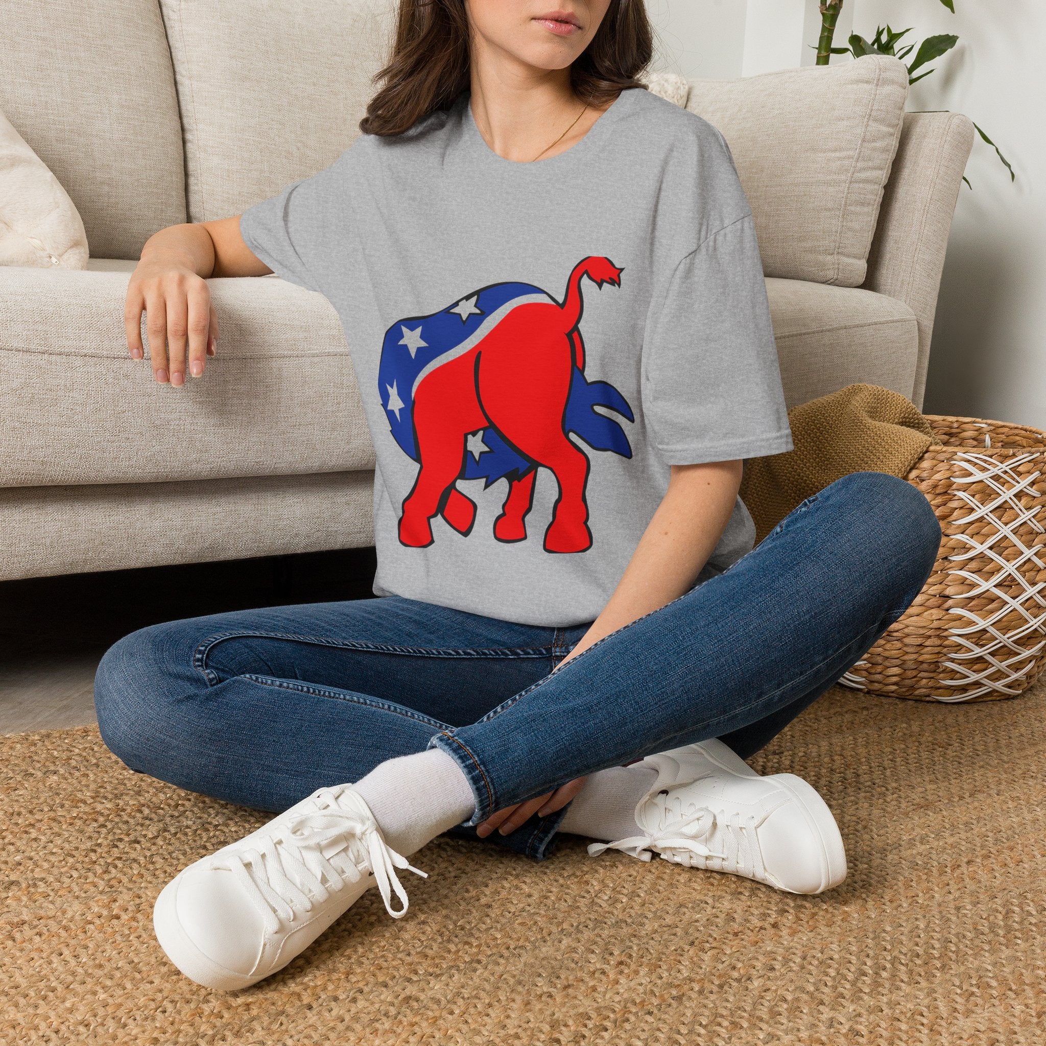 Elephant Political Graphic T-Shirt — Patriotic Red, White & Blue Design
