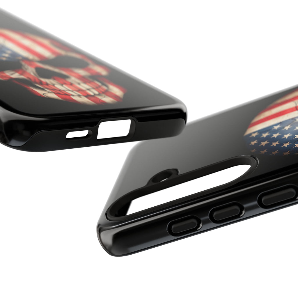 American Flag Skull Phone Case - Patriotic Tough Protective Cover