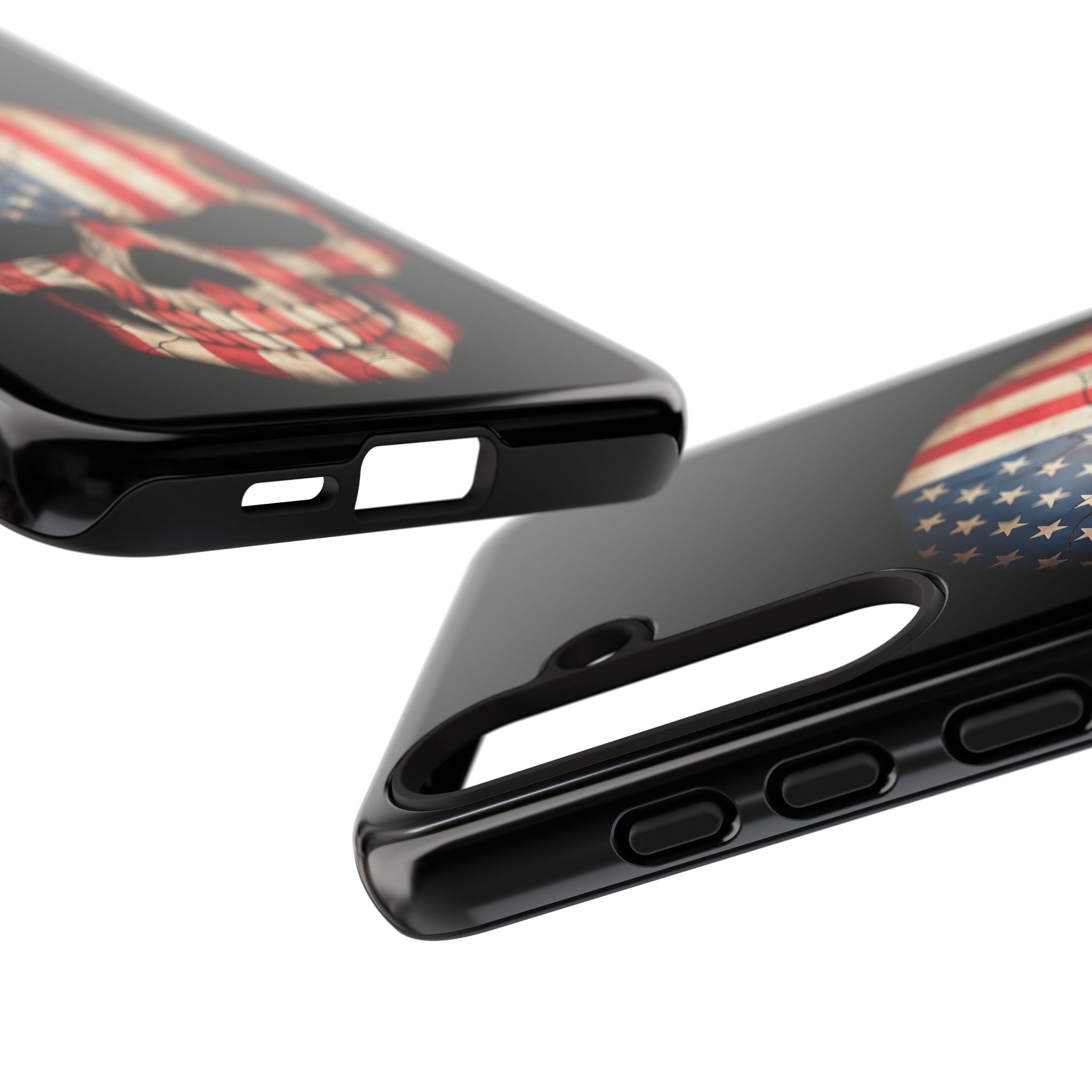 American Flag Skull Phone Case - Patriotic Tough Protective Cover