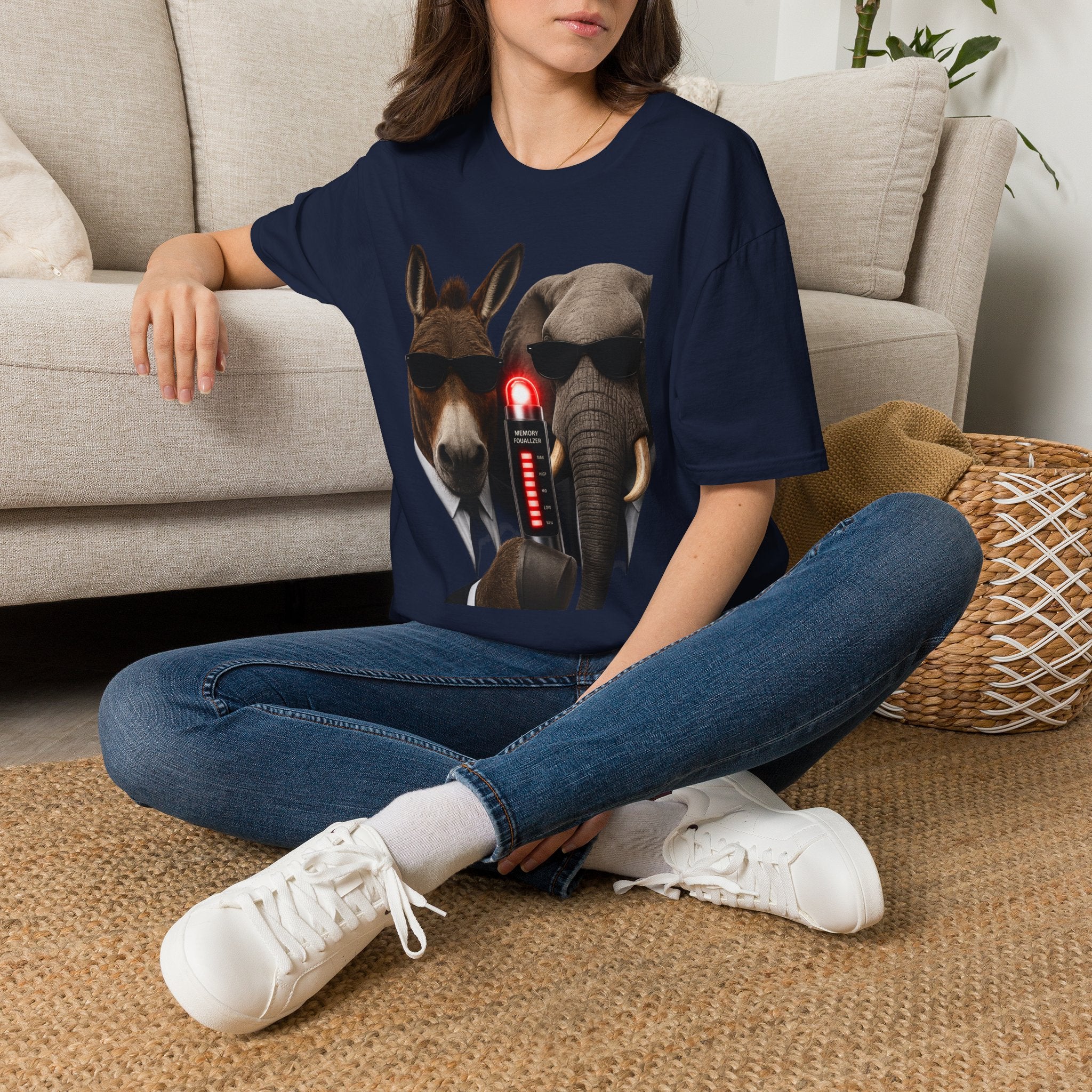 Funny Donkey & Elephant Sunglasses T-Shirt — Political Animal Humor Tee
