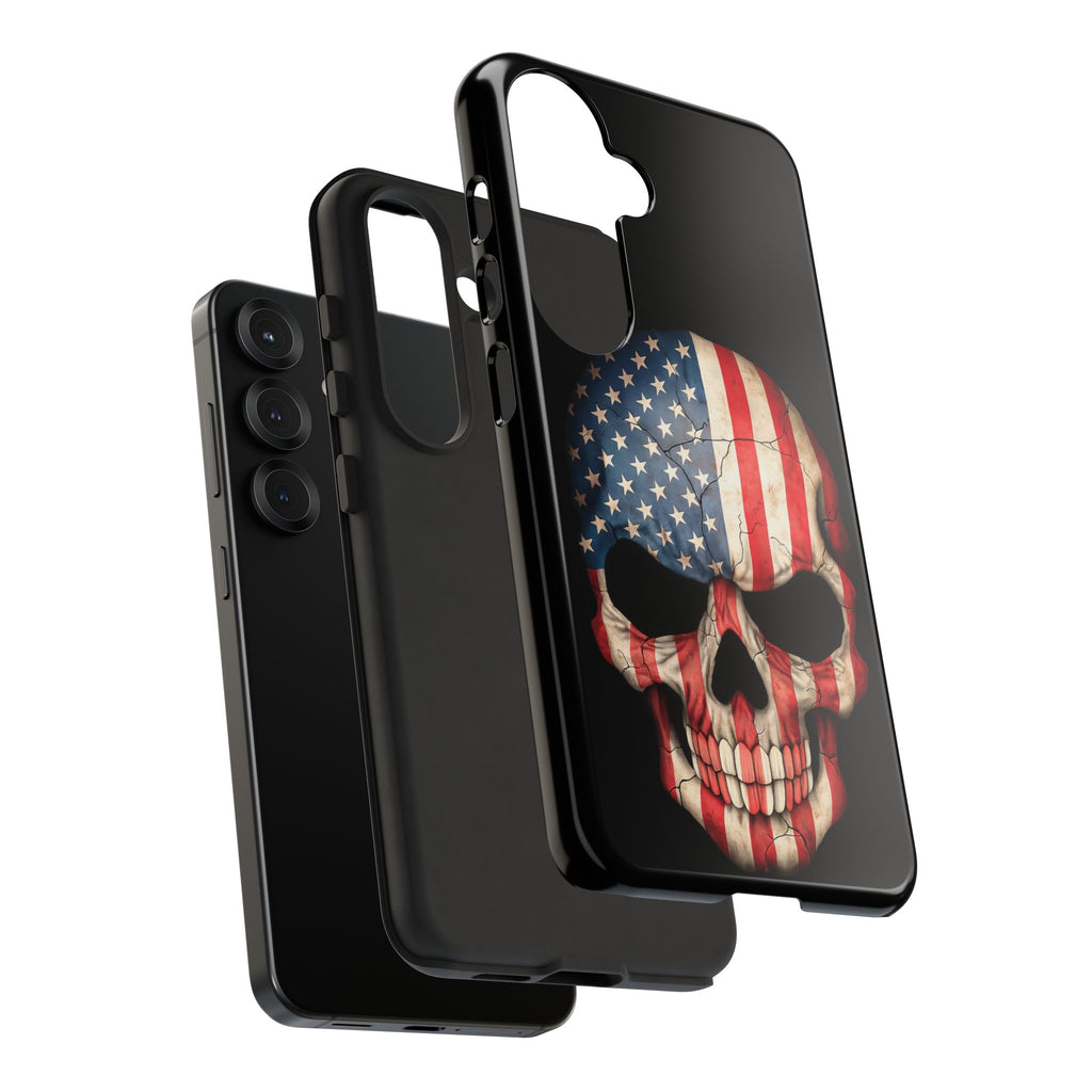American Flag Skull Phone Case - Patriotic Tough Protective Cover