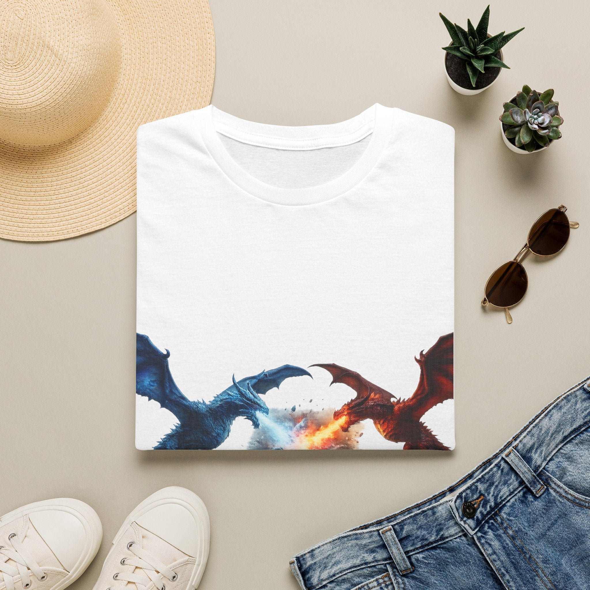 Dragon Duel T-Shirt — Fire vs Ice- Wyverns Graphic Tee