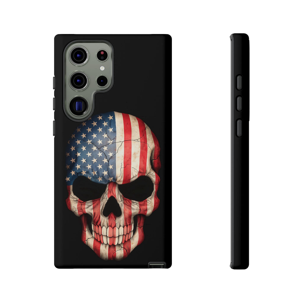 American Flag Skull Phone Case - Patriotic Tough Protective Cover