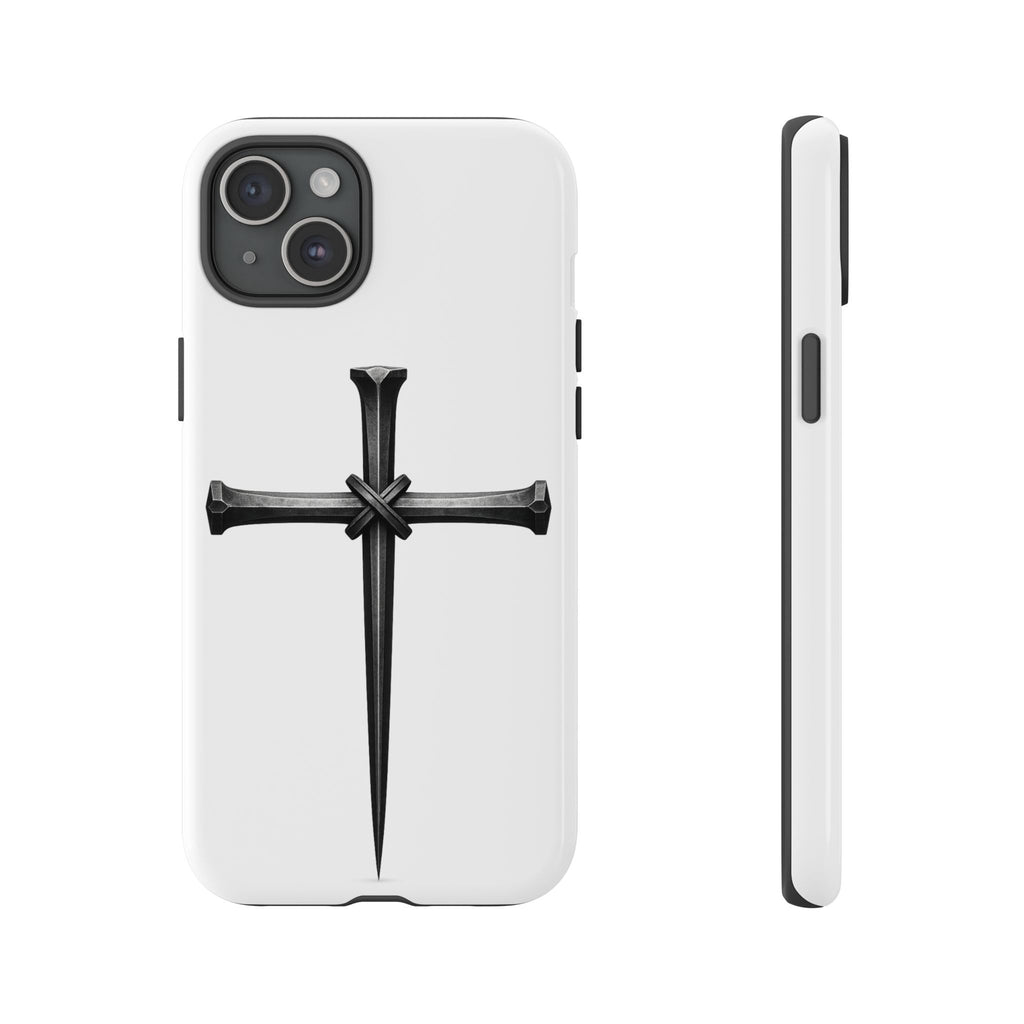 Nail Cross Tough Phone Case – Minimal Gothic Christian Armor for Samsung & iPhone