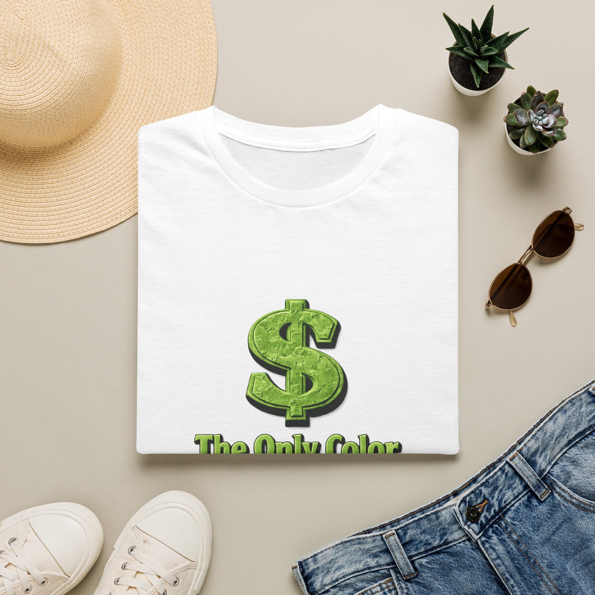 T-Shirt: "The Only Color That Matters Is Green" Dollar Sign Graphic Tee