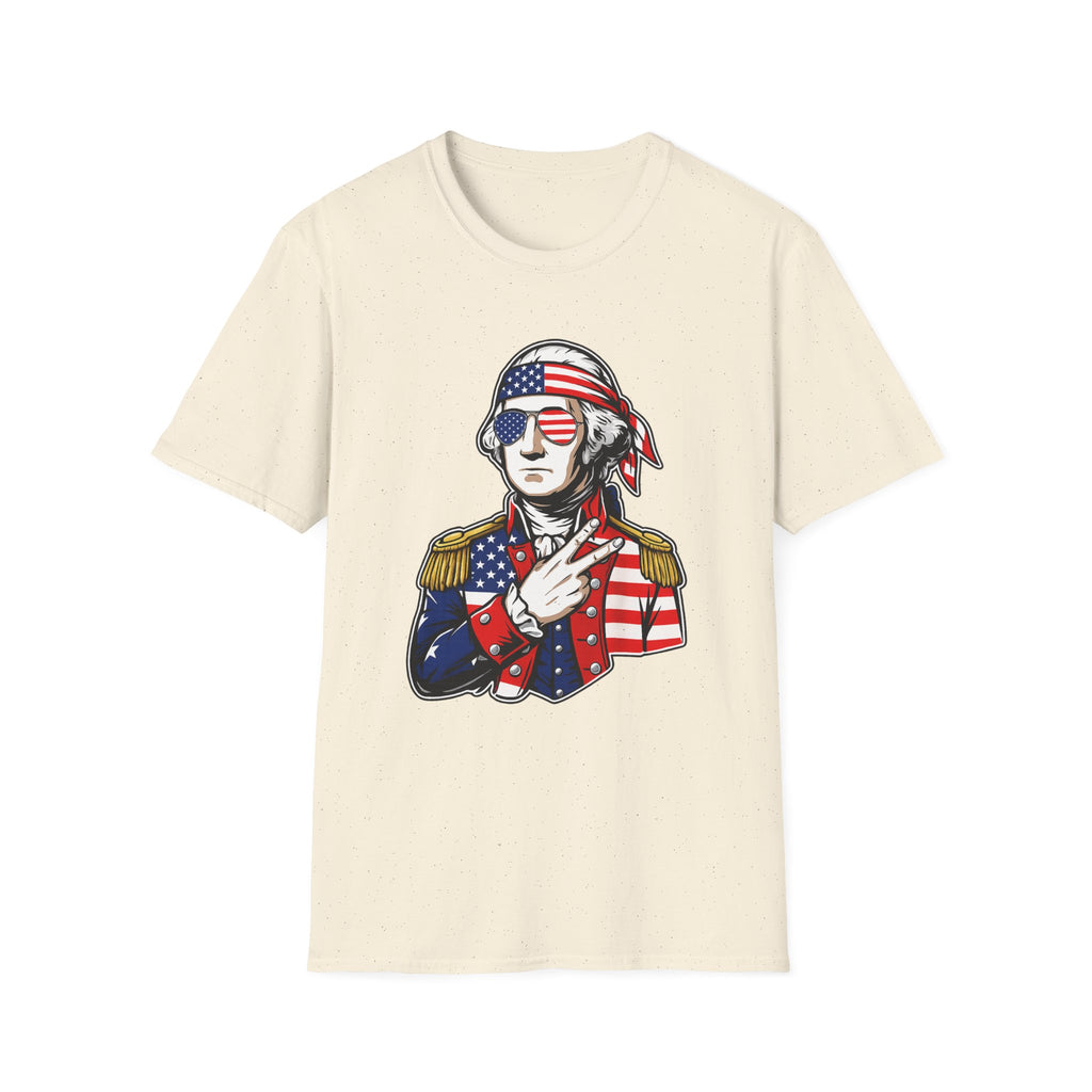 Patriotic George Washington T-Shirt – American Flag Bandana & Shades Tee