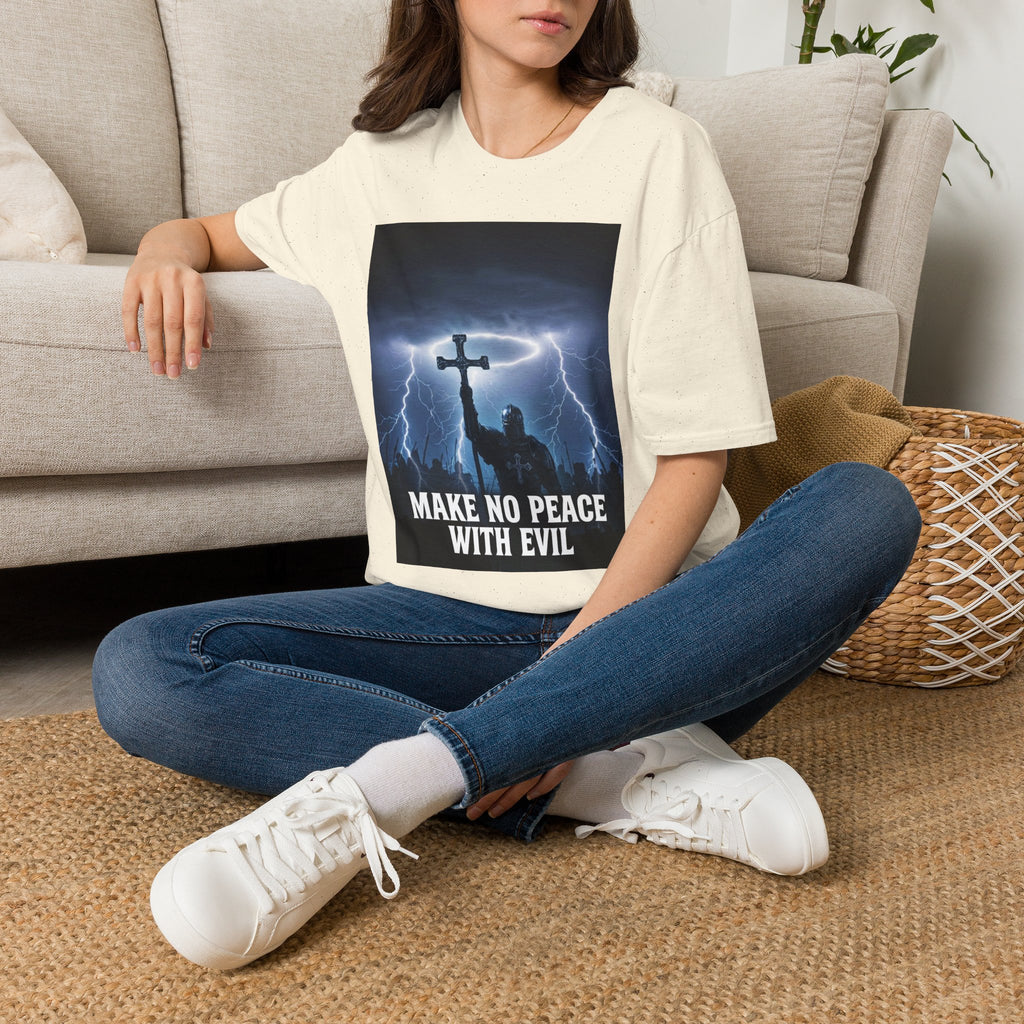 Make No Peace With Evil T-Shirt – Lightning Cross Christian Faith Tee