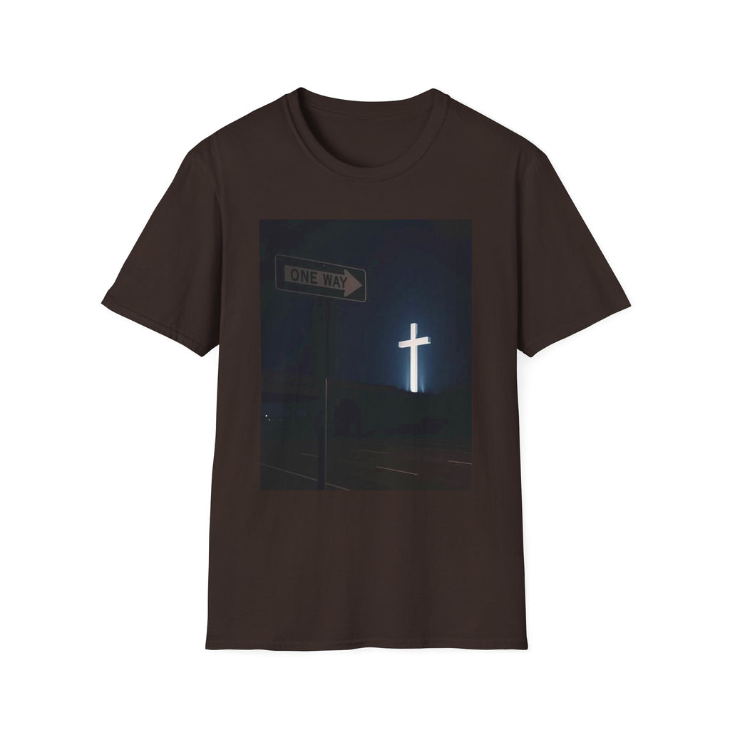 Christian Cross T-Shirt - One Way Street Sign Faith Tee