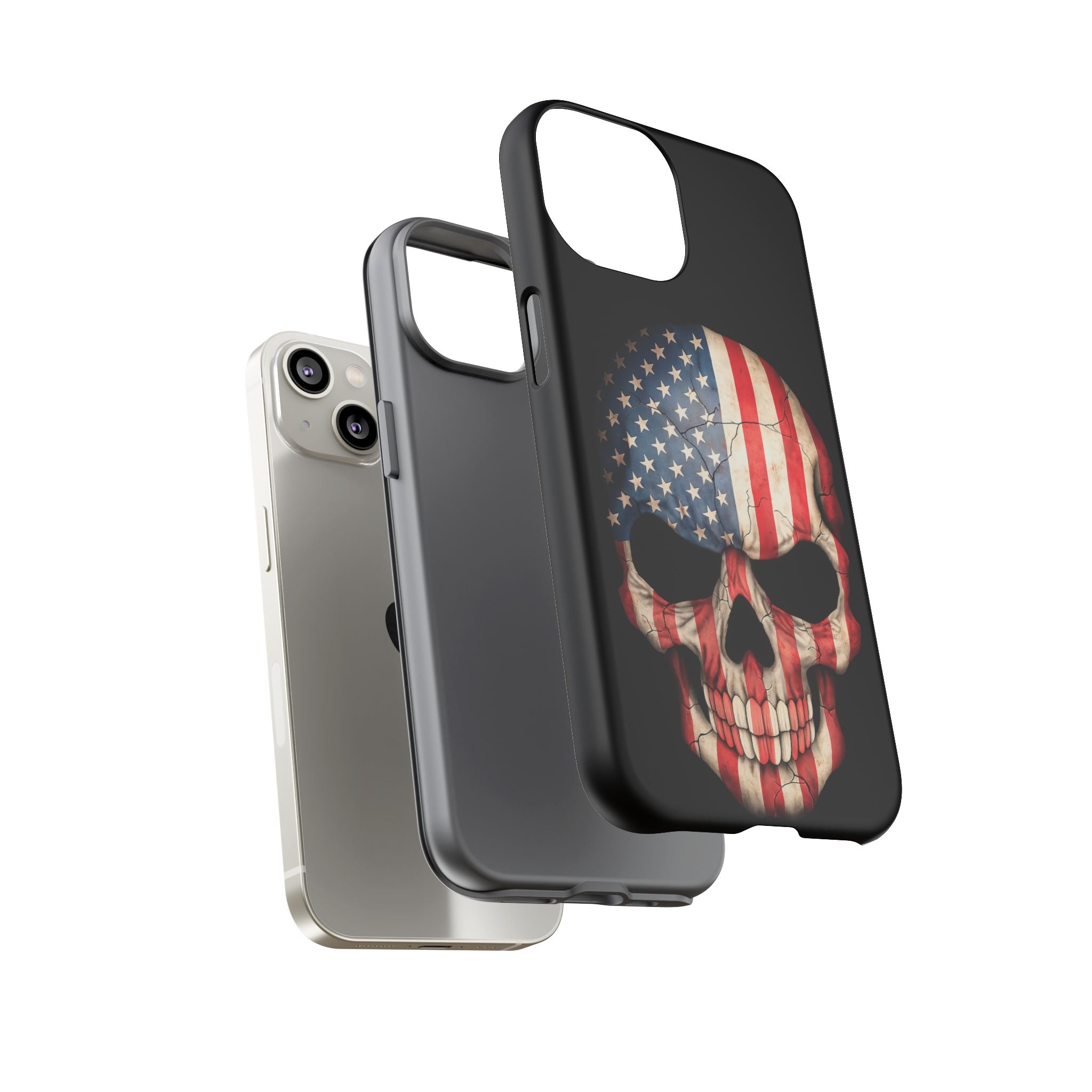 American Flag Skull Phone Case - Patriotic Tough Protective Cover