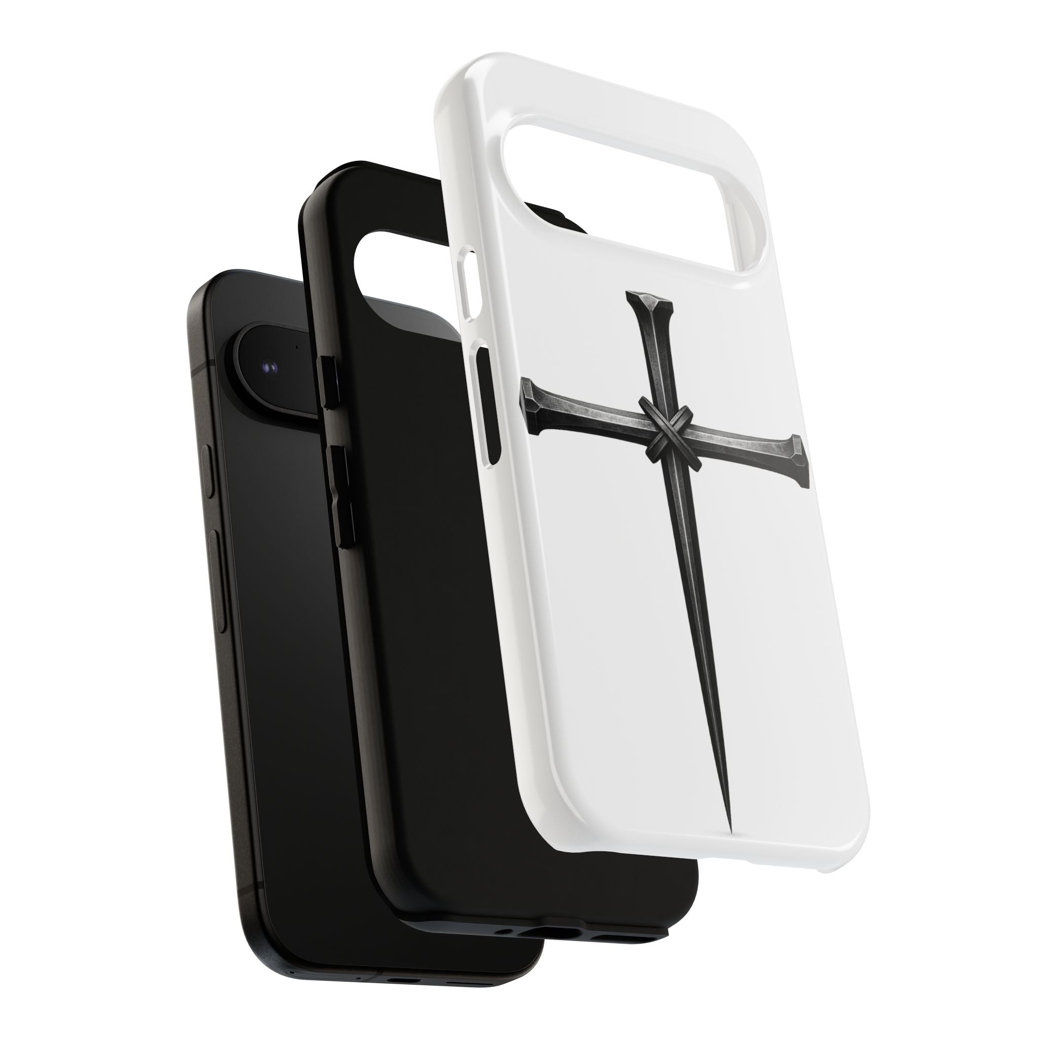 Nail Cross Tough Phone Case – Minimal Gothic Christian Armor for Samsung & iPhone