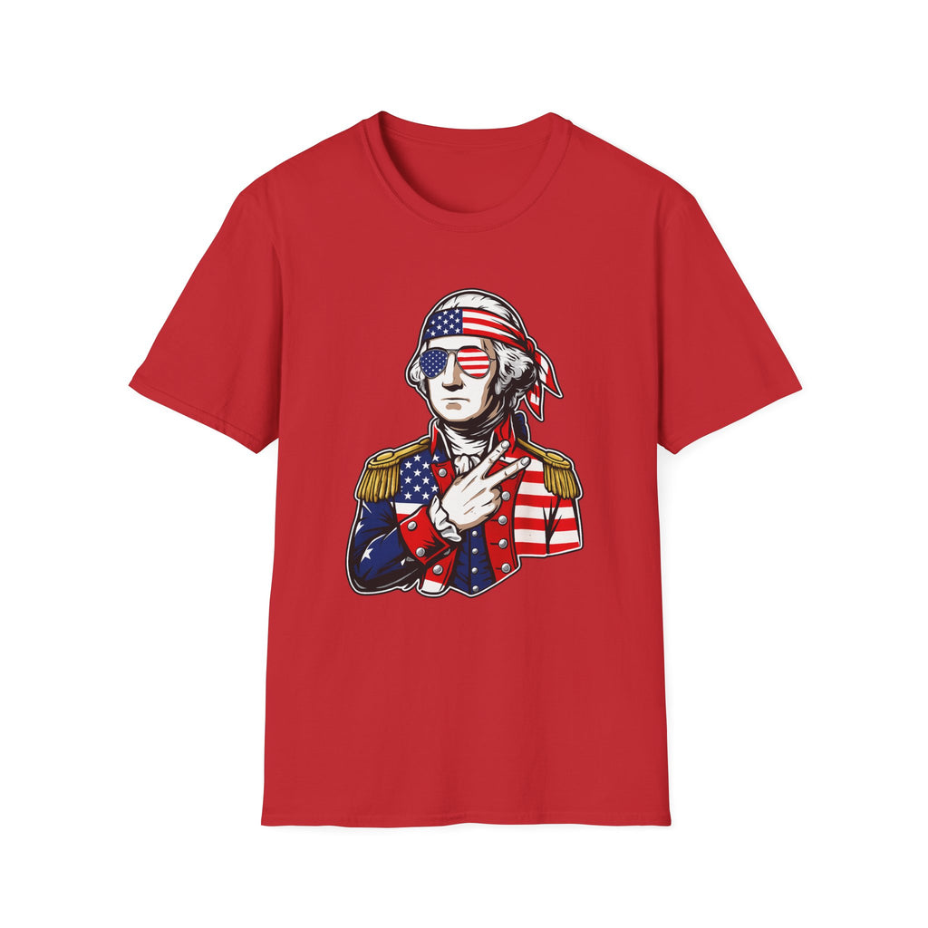 Patriotic George Washington T-Shirt – American Flag Bandana & Shades Tee