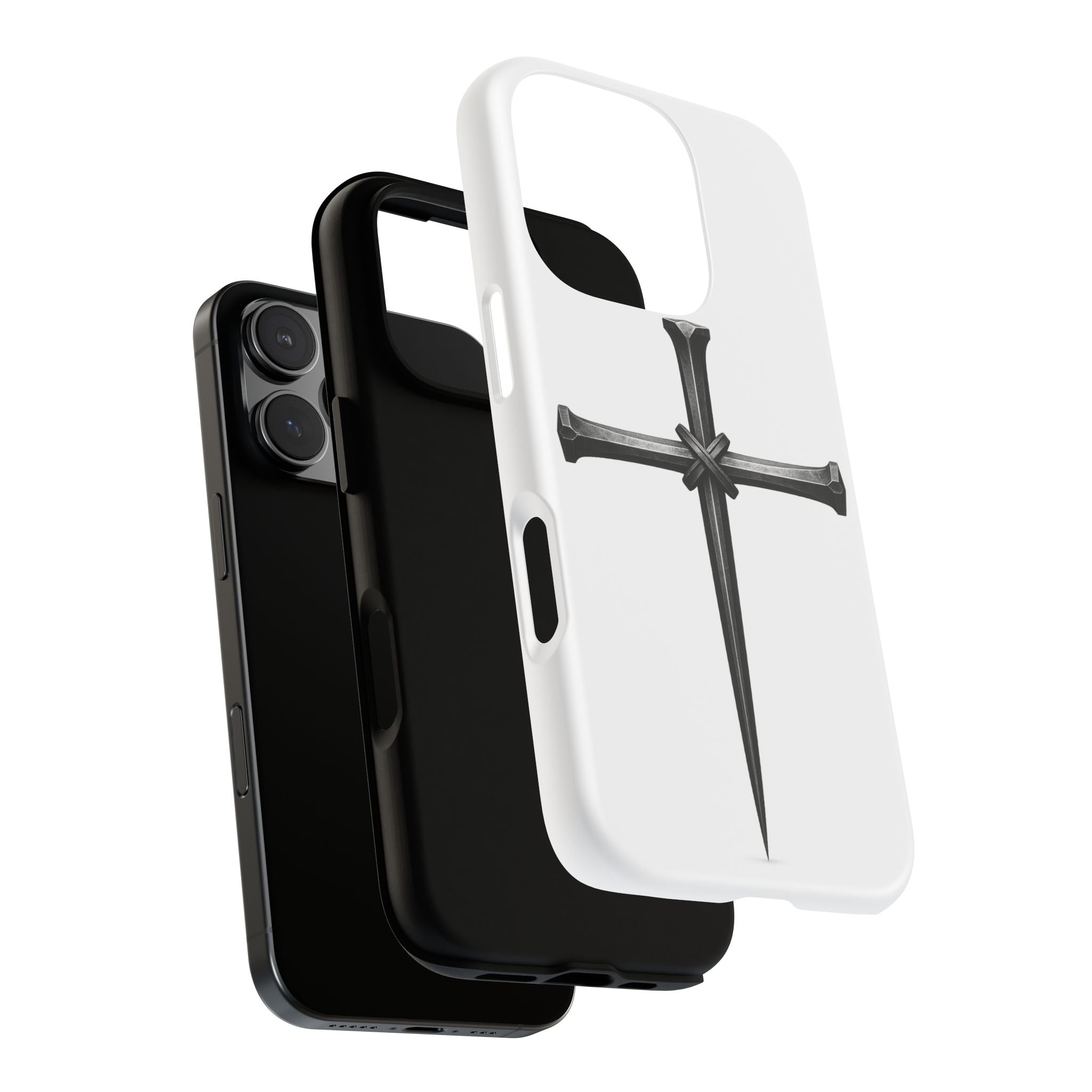Nail Cross Tough Phone Case – Minimal Gothic Christian Armor for Samsung & iPhone