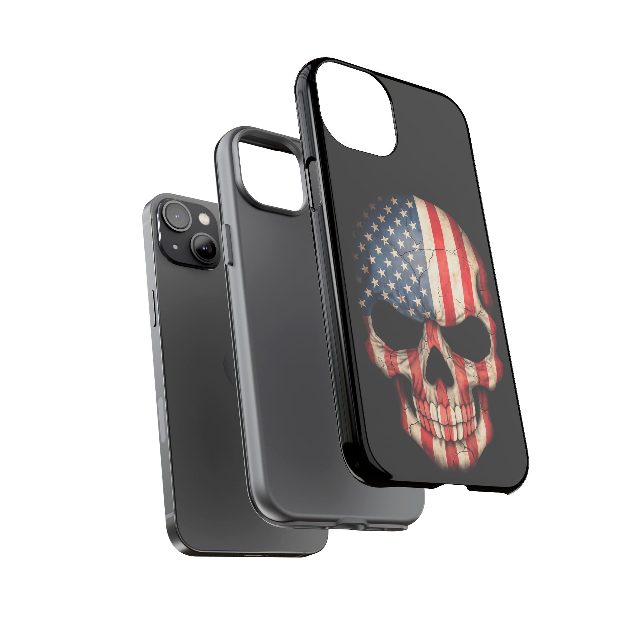 American Flag Skull Phone Case - Patriotic Tough Protective Cover