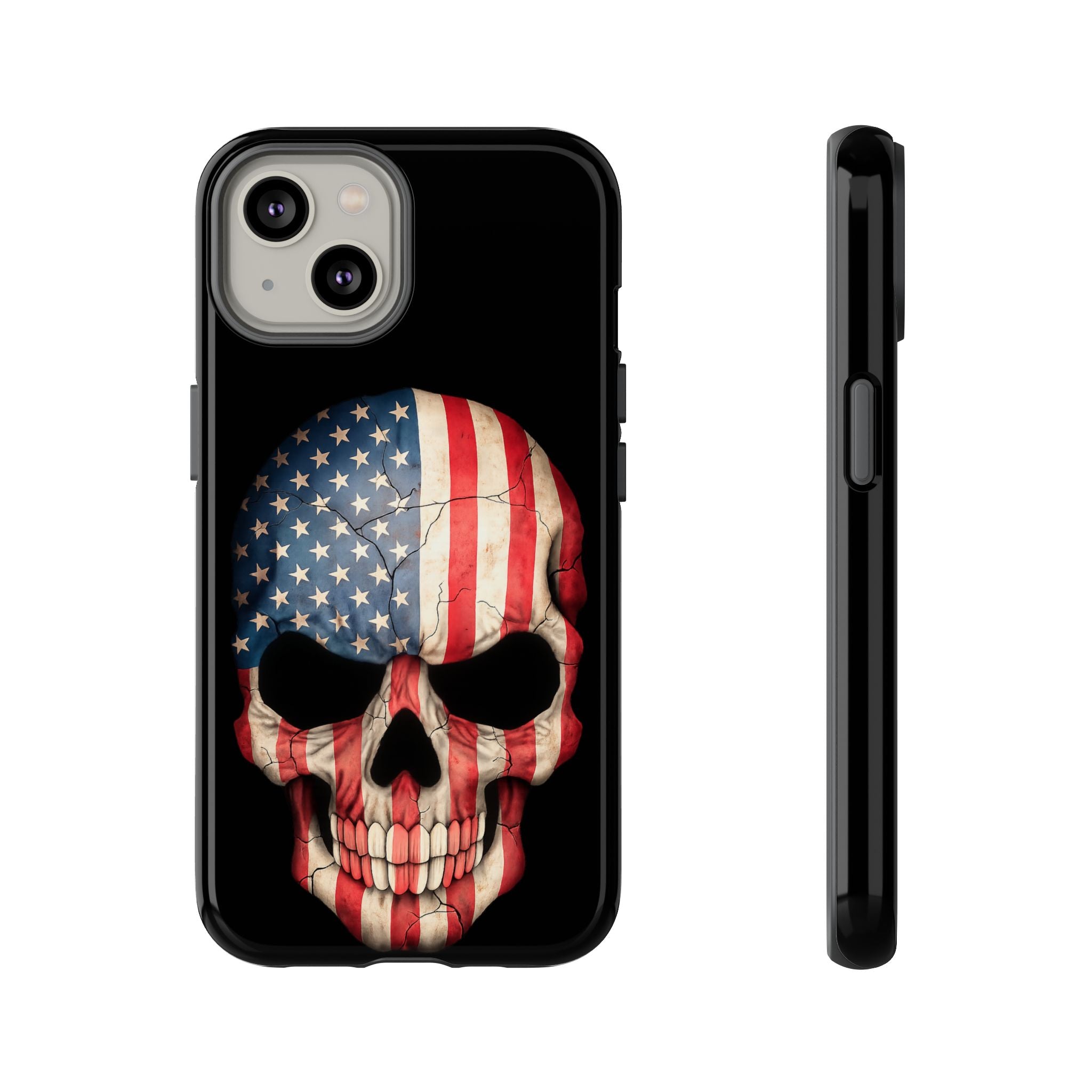 American Flag Skull Phone Case - Patriotic Tough Protective Cover