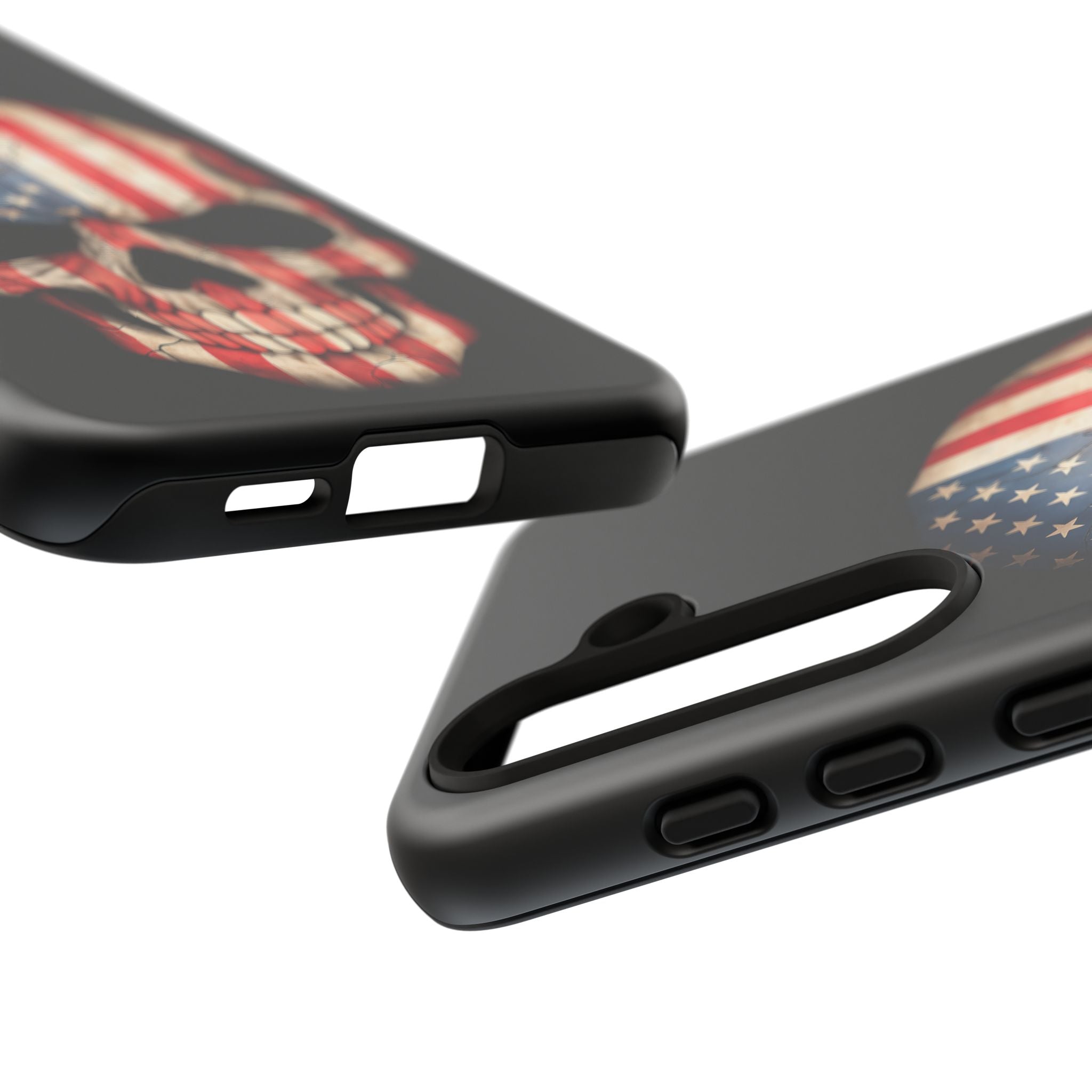 American Flag Skull Phone Case - Patriotic Tough Protective Cover