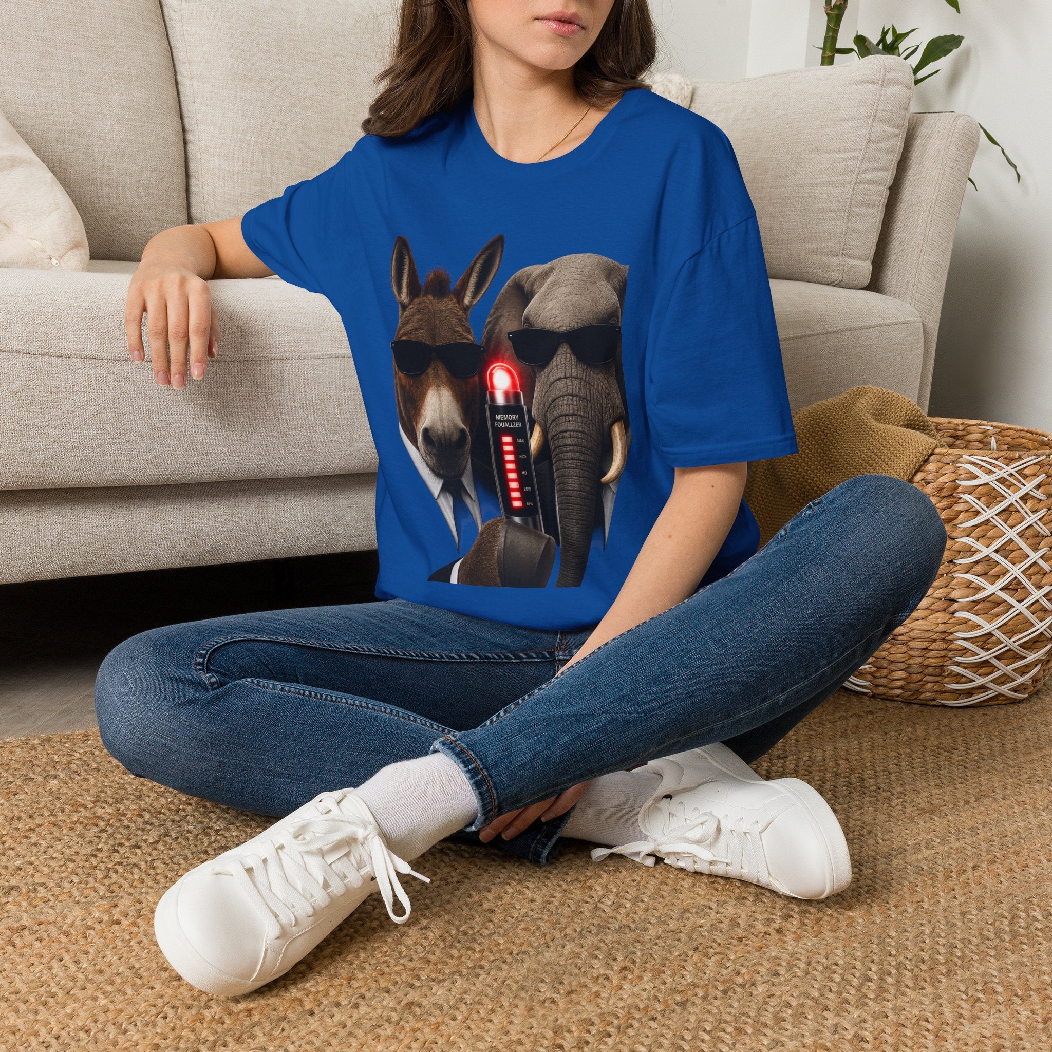 Funny Donkey & Elephant Sunglasses T-Shirt — Political Animal Humor Tee