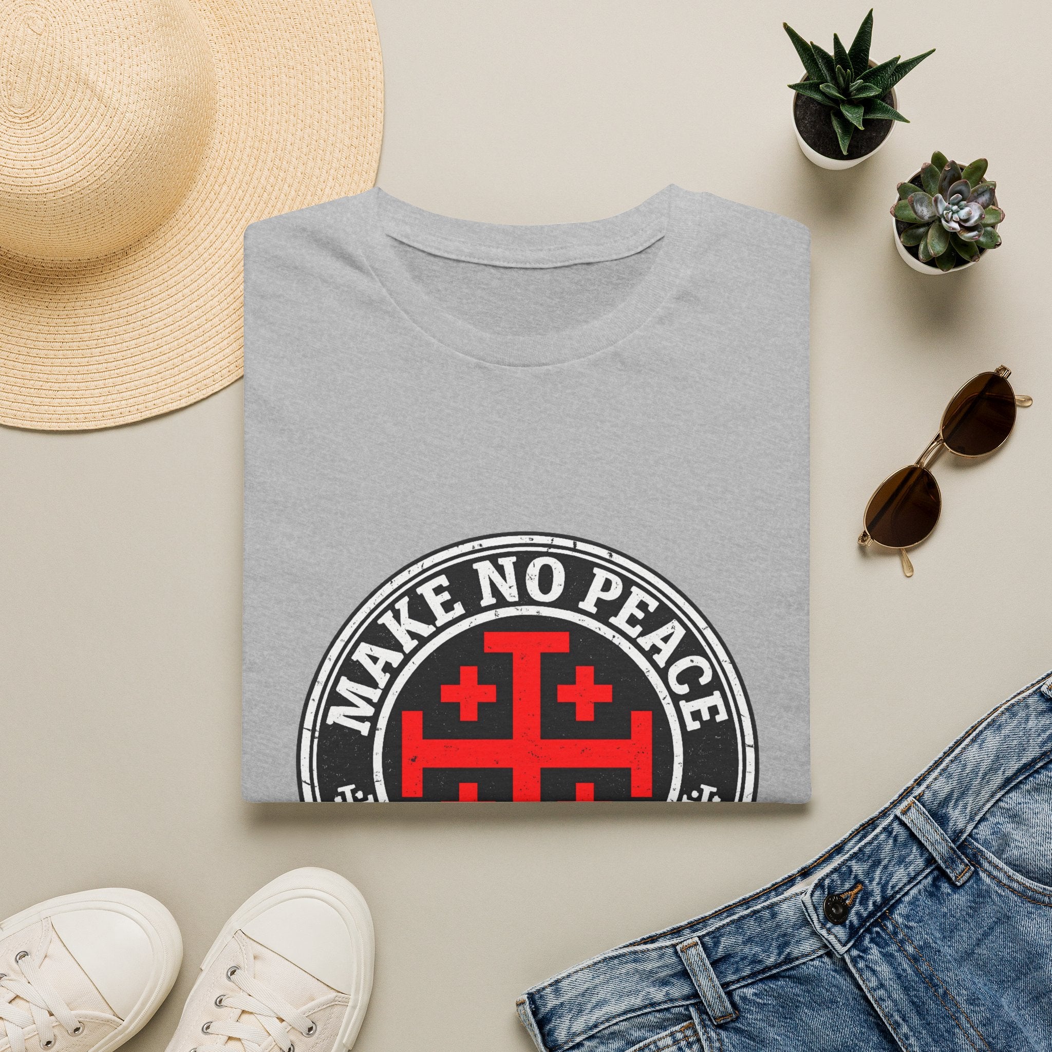 Make No Peace T-Shirt — Bold Crusader Emblem Tee ("Make No Peace With Evil")