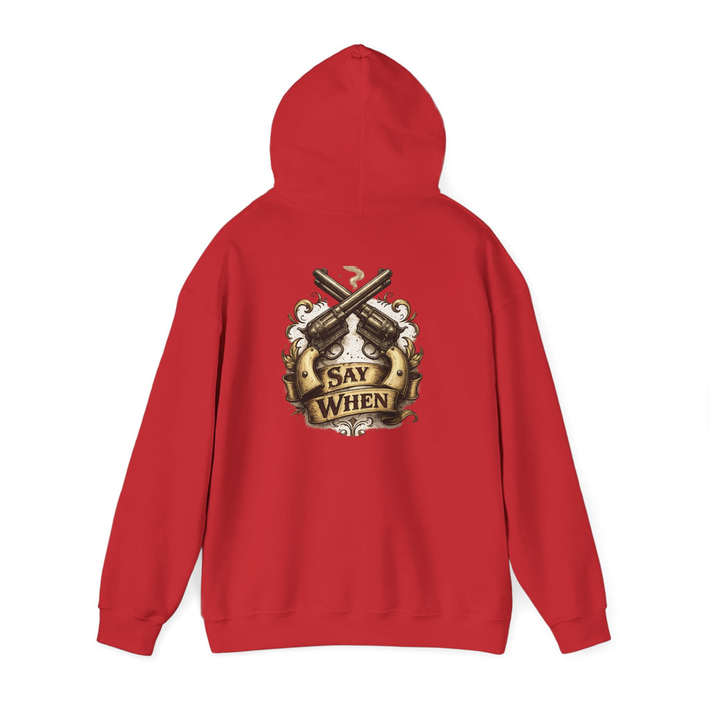 Western Outlaw Hoodie — "Say When" Vintage Gunslinger Pullover