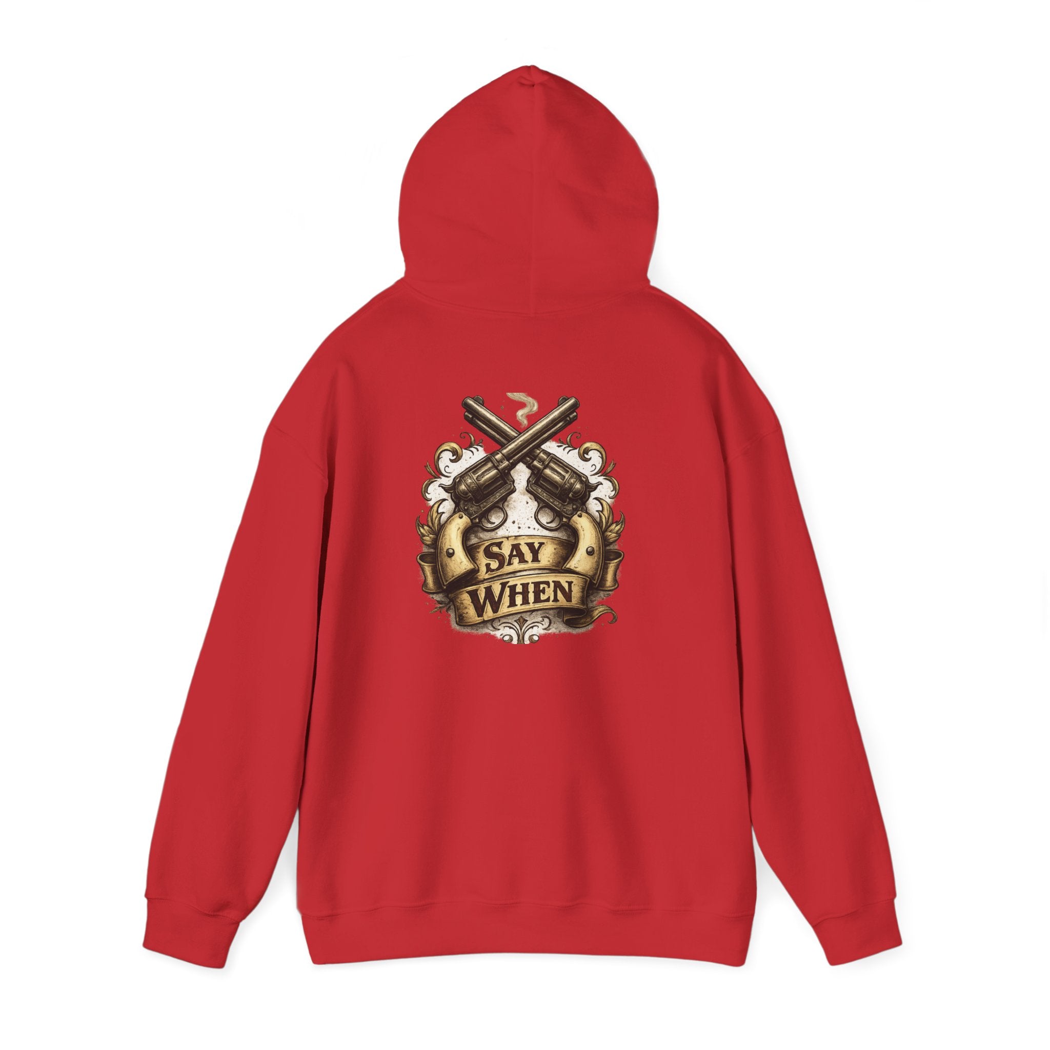 Western Outlaw Hoodie — "Say When" Vintage Gunslinger Pullover