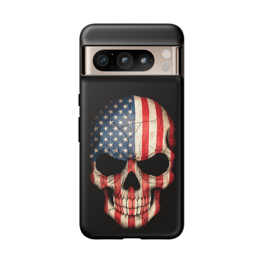 American Flag Skull Phone Case - Patriotic Tough Protective Cover