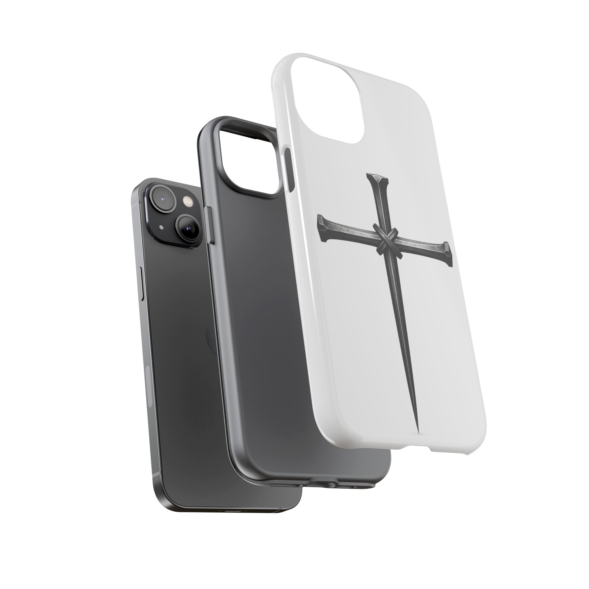 Nail Cross Tough Phone Case – Minimal Gothic Christian Armor for Samsung & iPhone