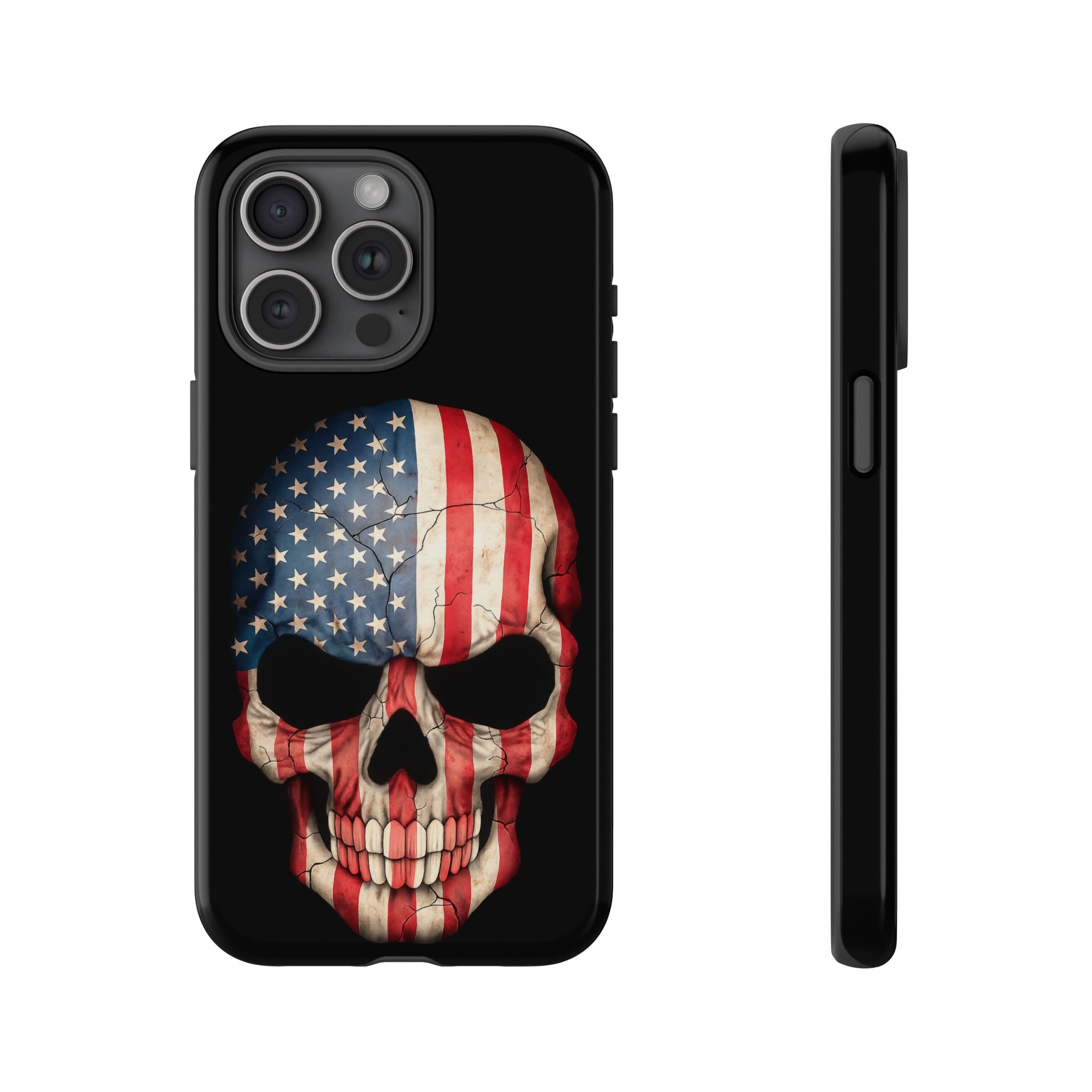 American Flag Skull Phone Case - Patriotic Tough Protective Cover