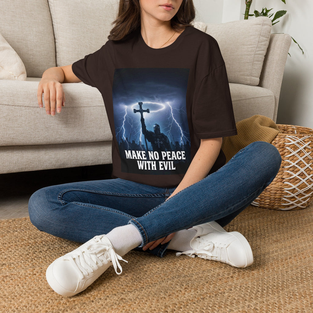 Make No Peace With Evil T-Shirt – Lightning Cross Christian Faith Tee