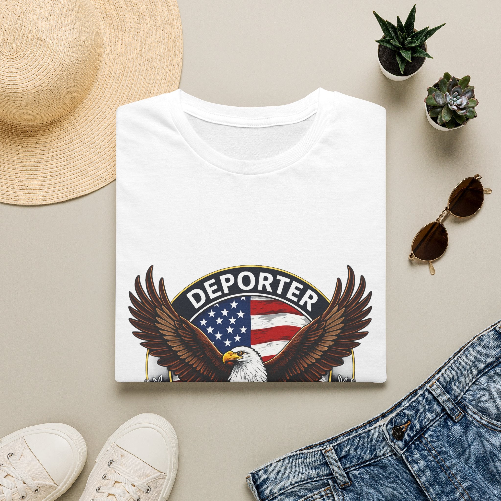 Deporter Supporter T-Shirt — Patriotic Eagle American Flag Tee