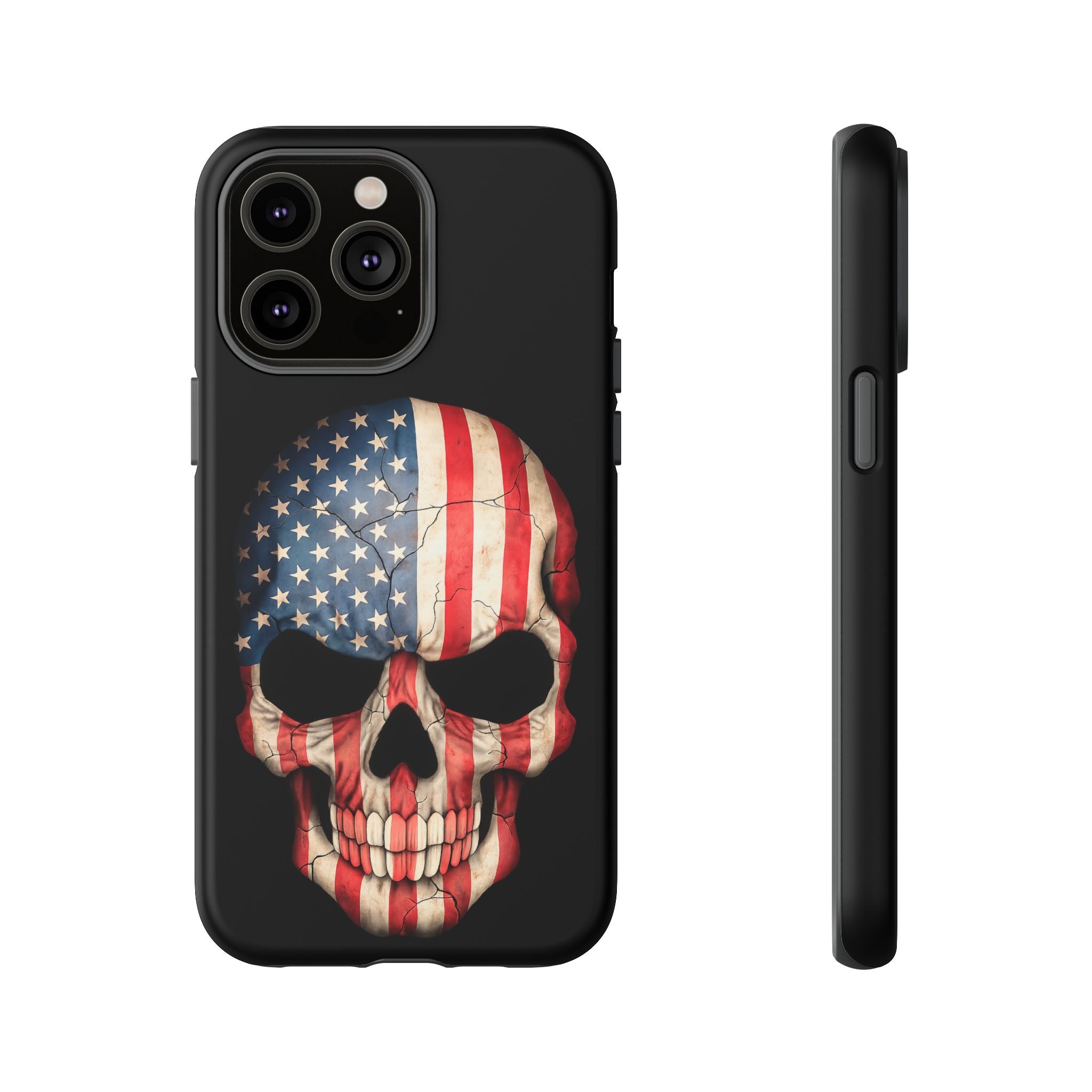 American Flag Skull Phone Case - Patriotic Tough Protective Cover