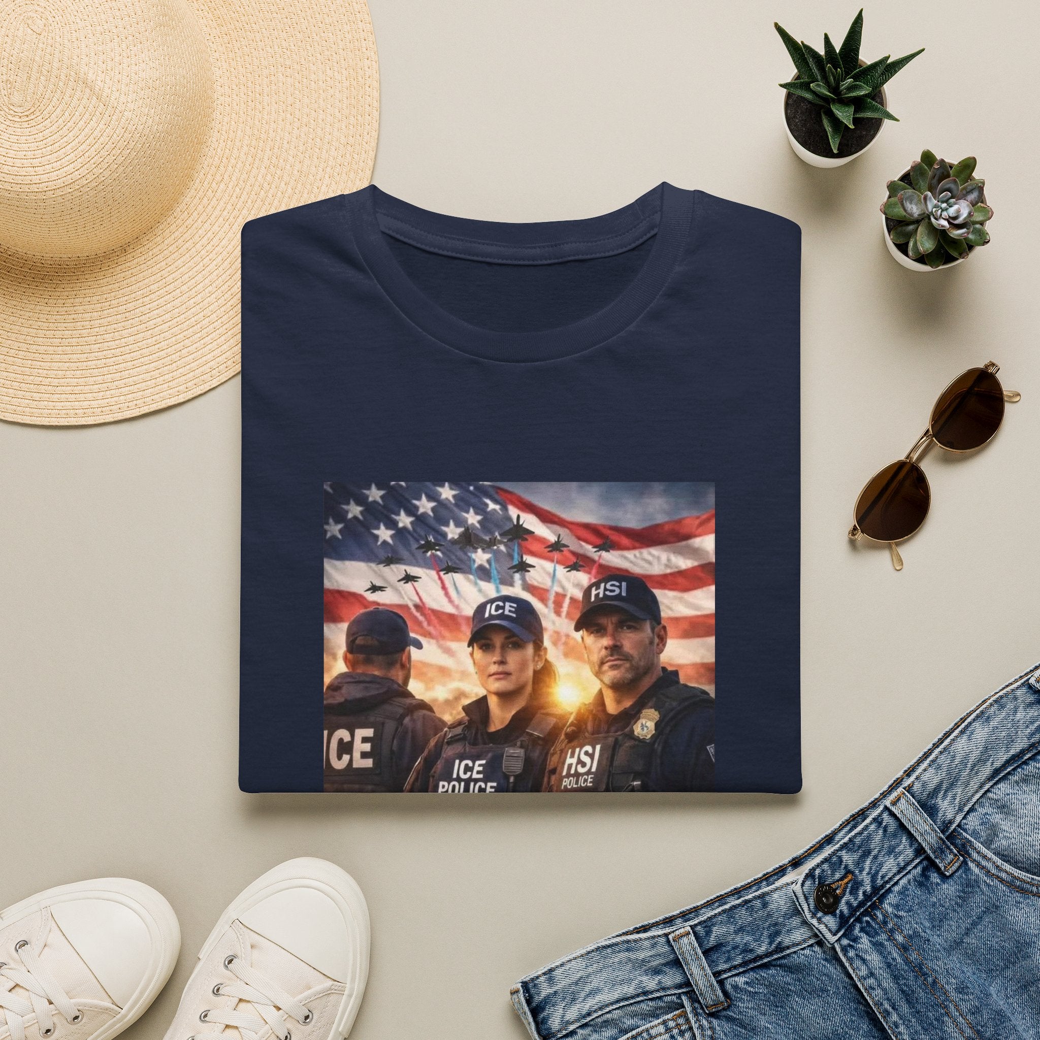 Police Tribute T-Shirt — "Thank You Police" American Flag Design
