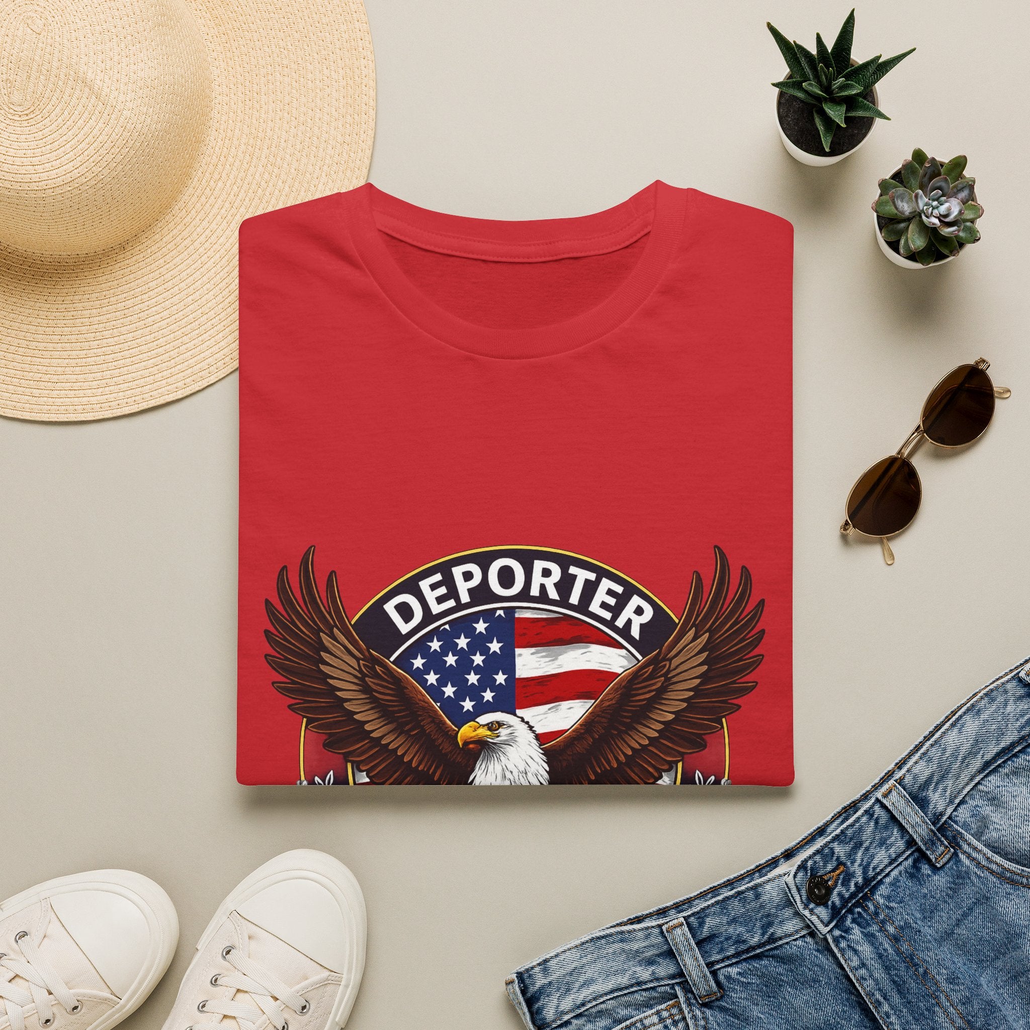 Deporter Supporter T-Shirt — Patriotic Eagle American Flag Tee
