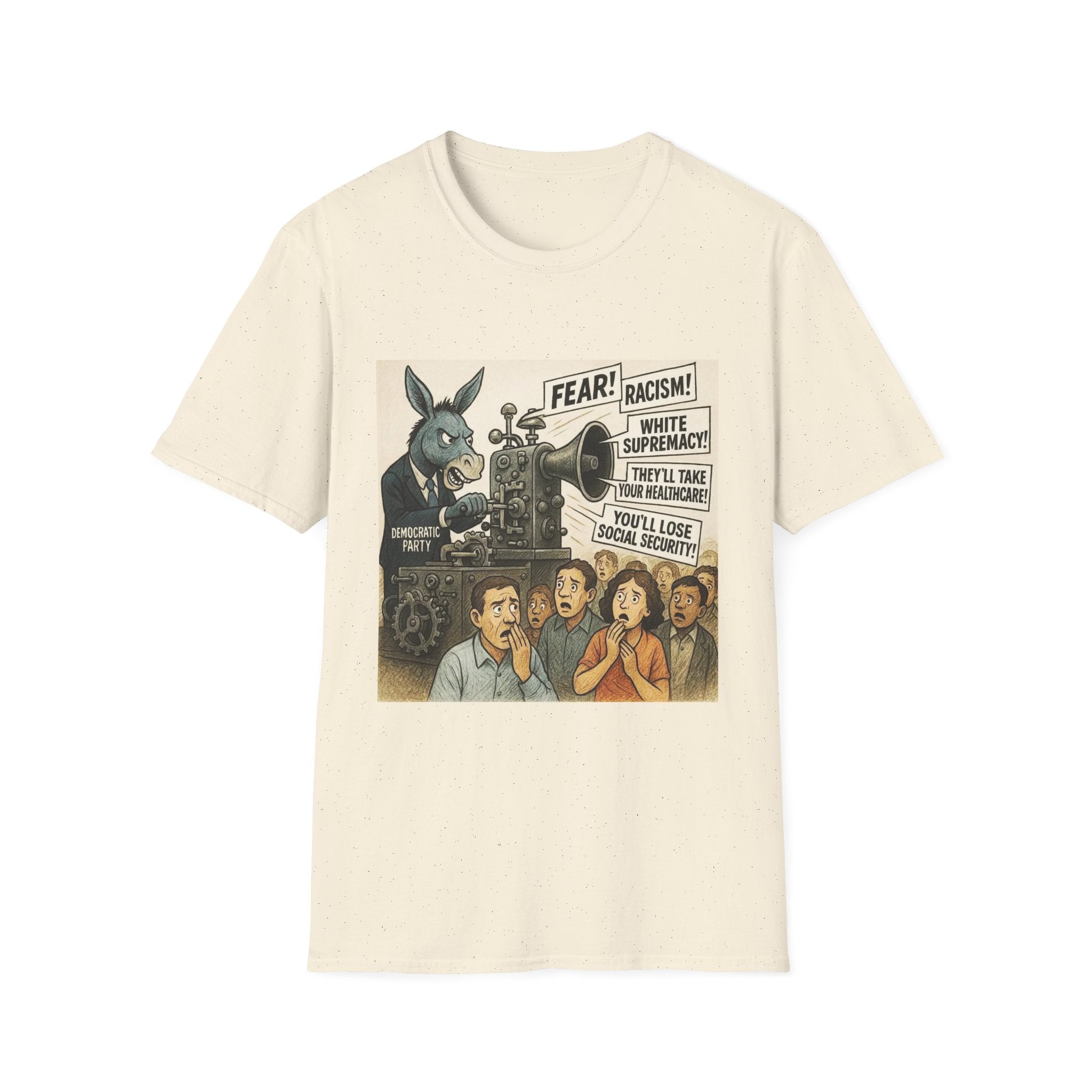 Graphic T-Shirt — Vintage Political Cartoon ‘Fear! Racism! White Supremacy!’