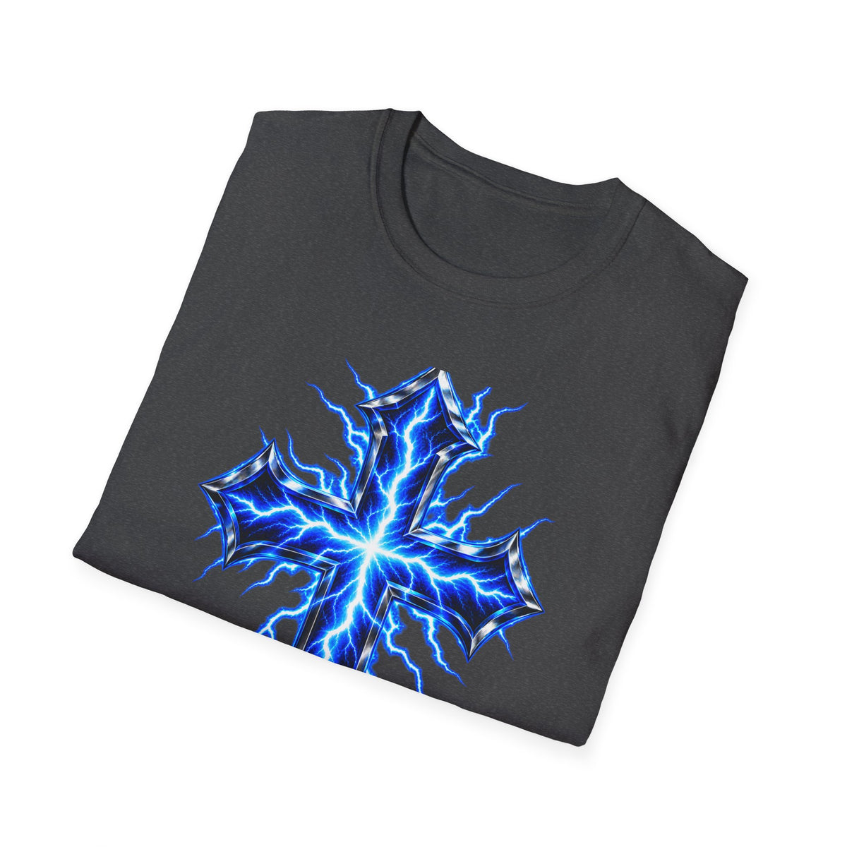 Electric Blue Cross T-Shirt – Lightning Church Graphic Tee