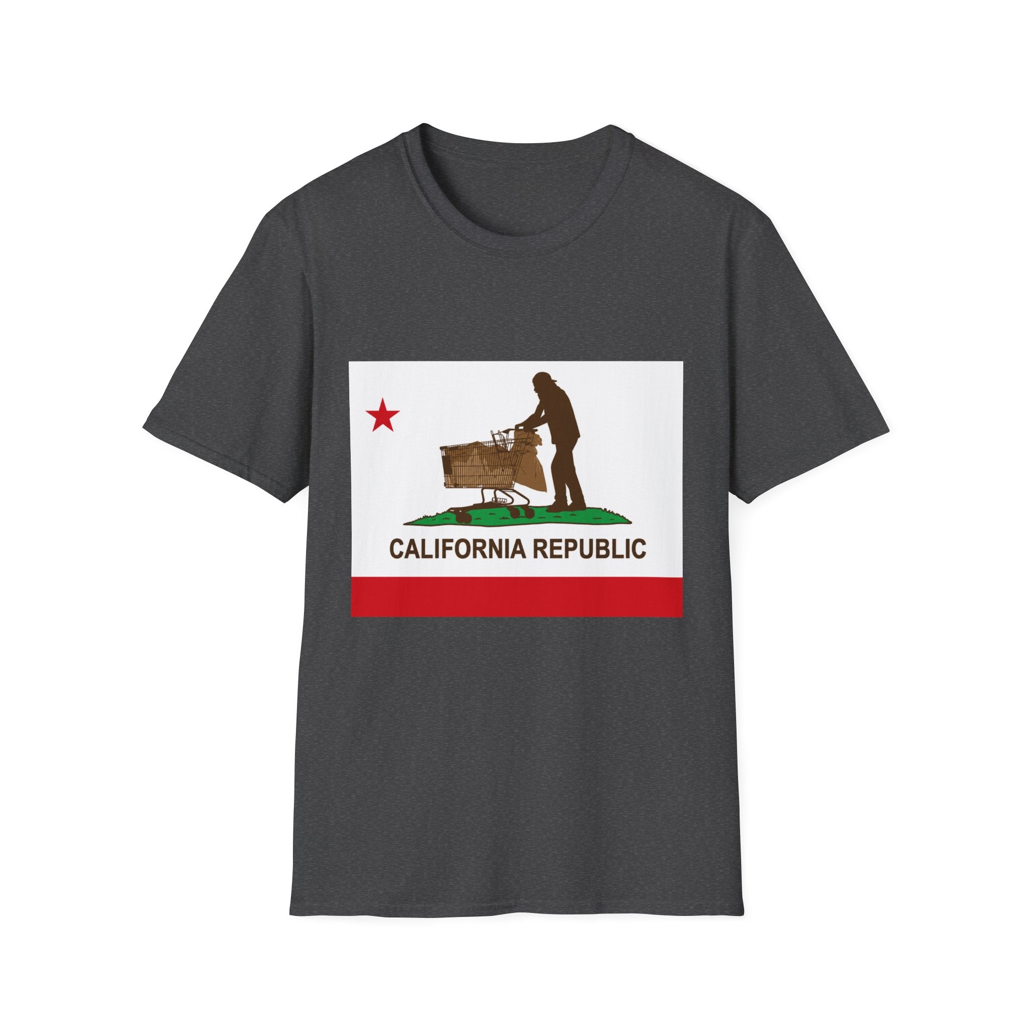 California Republic Grocery Cart T-Shirt — Funny State Flag Design